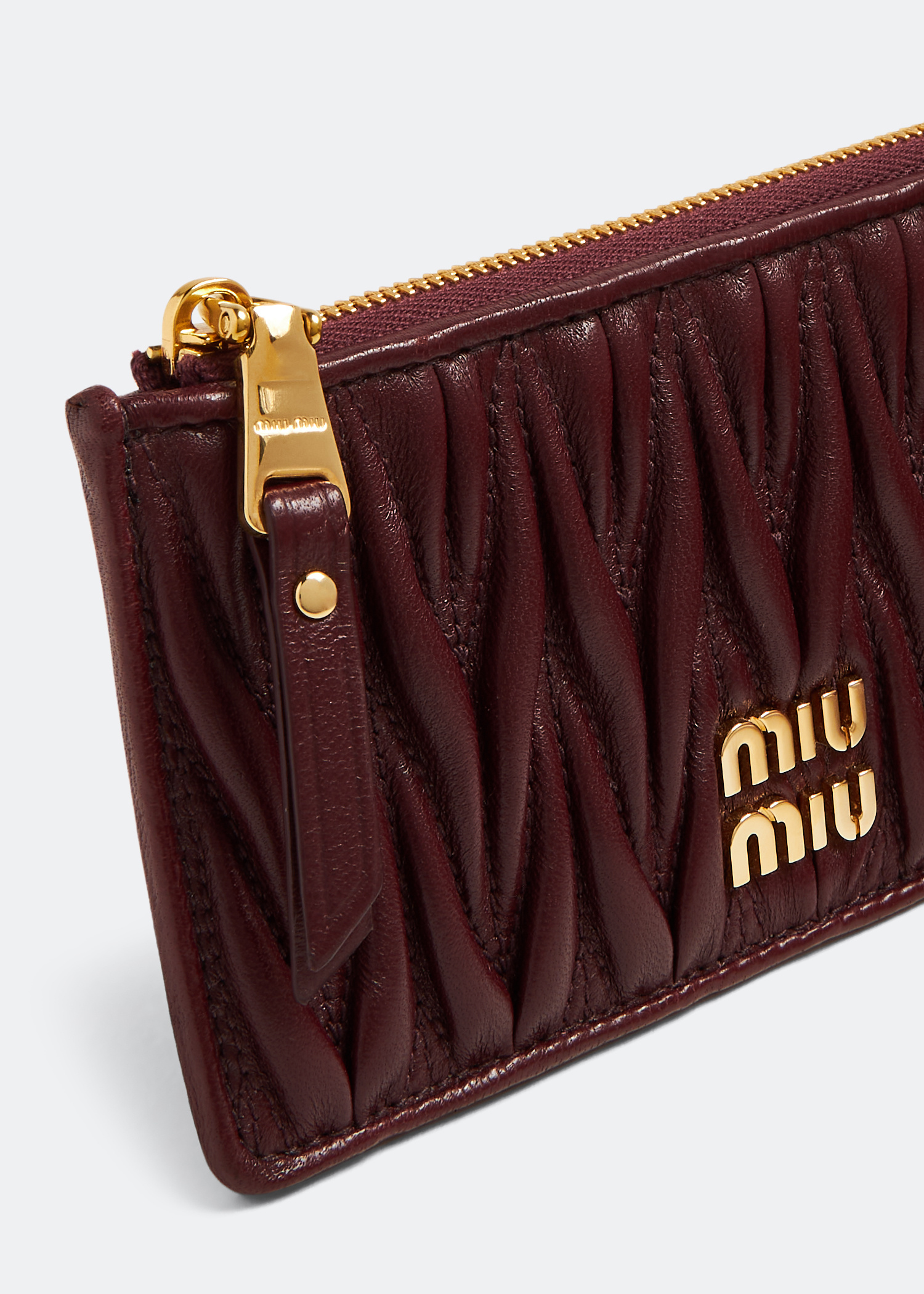 折りたたみ財布 Miu Miu Burgundy Leather Wallet Miu Miu Matelassé leather wallet for Women - Burgundy in UAE