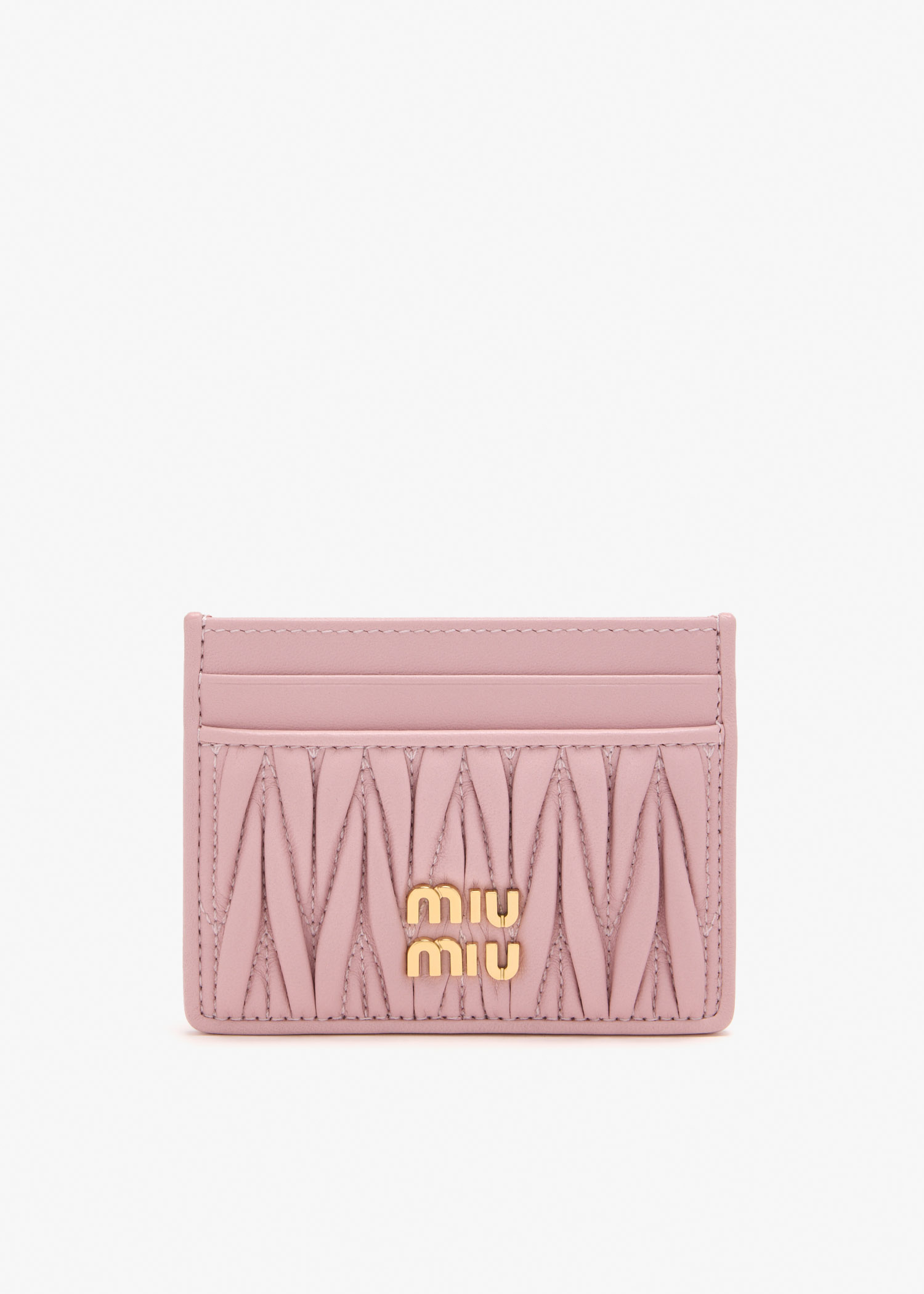 Miu Miu Matelassé nappa leather card holder for Women - Pink in