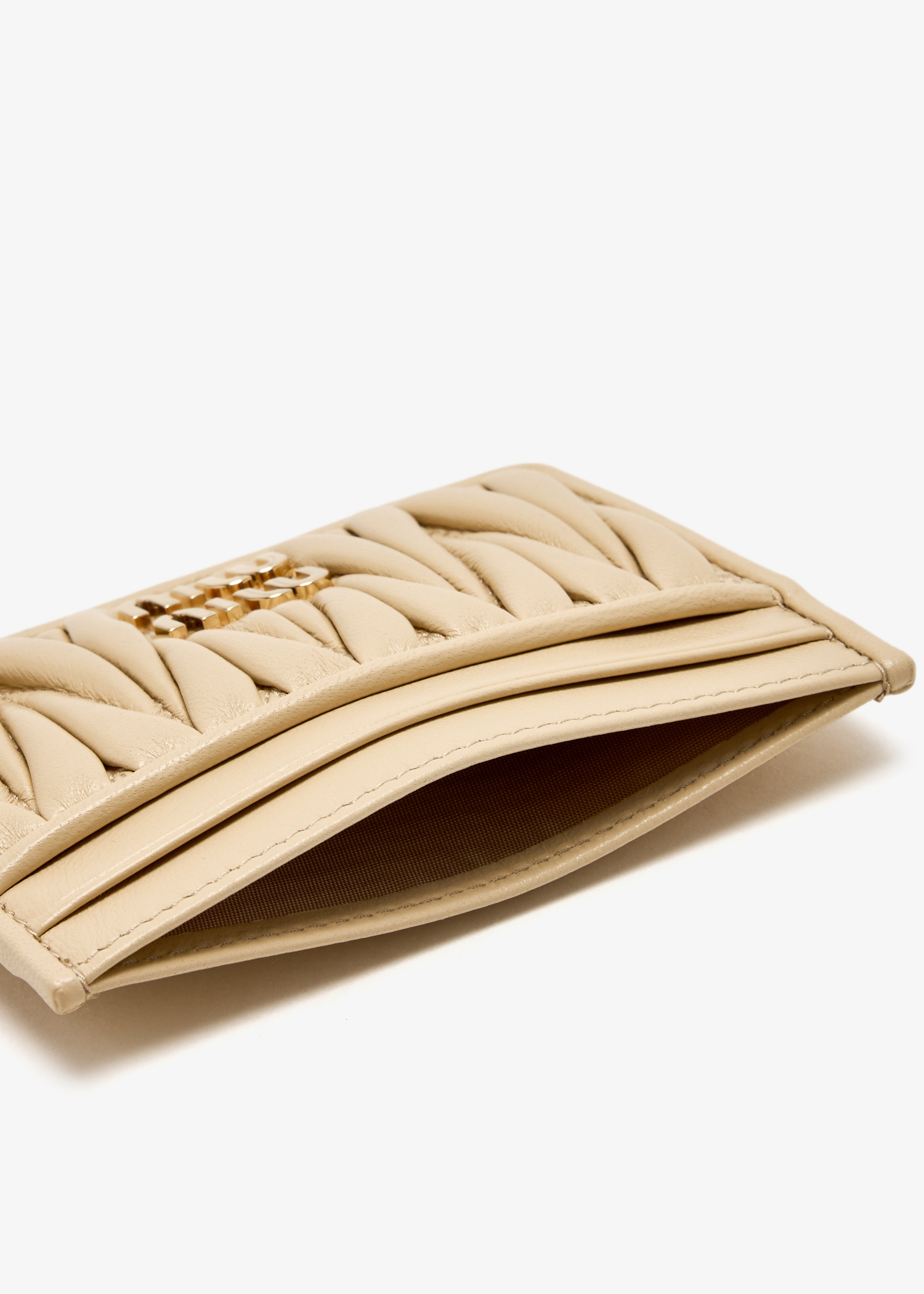 Miu Miu Matelassé leather card holder for Women - Yellow in