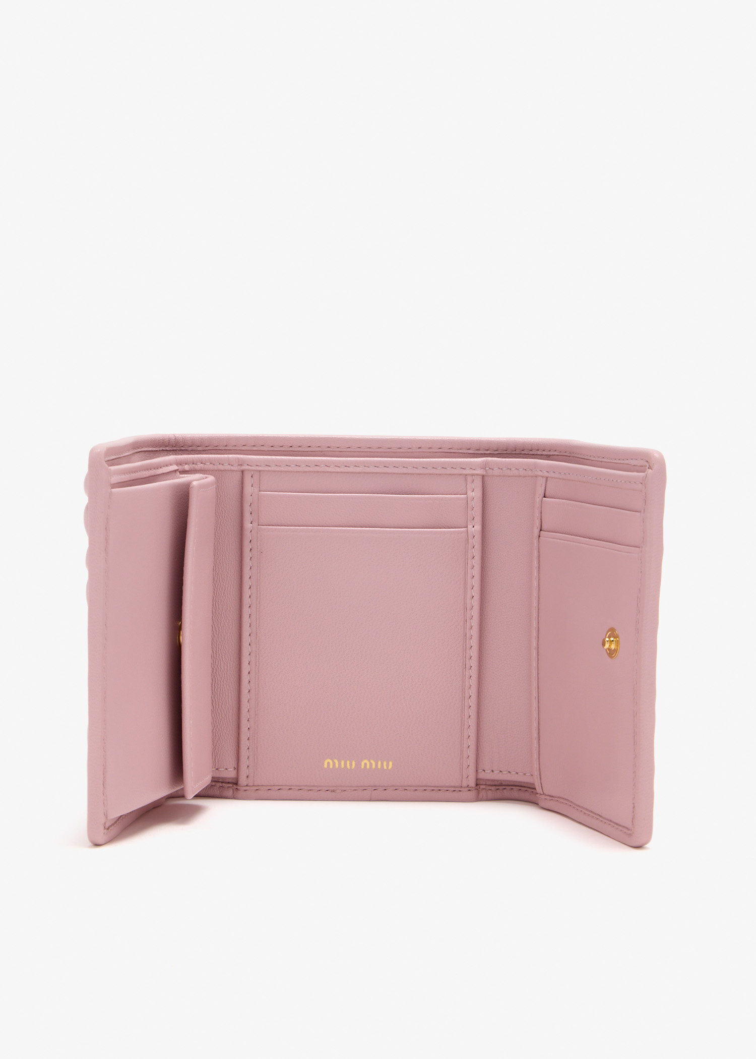 小物 Archive miu miu compact wallet pink Miu Miu Small matelassé nappa leather wallet for Women - Pink in