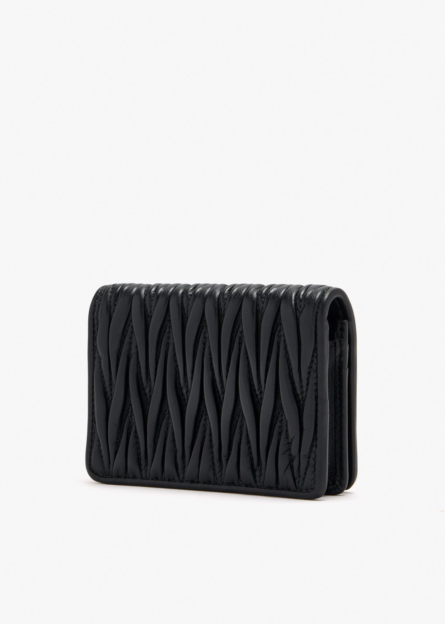 Miu Miu Small matelassé nappa leather wallet for Women - Black in