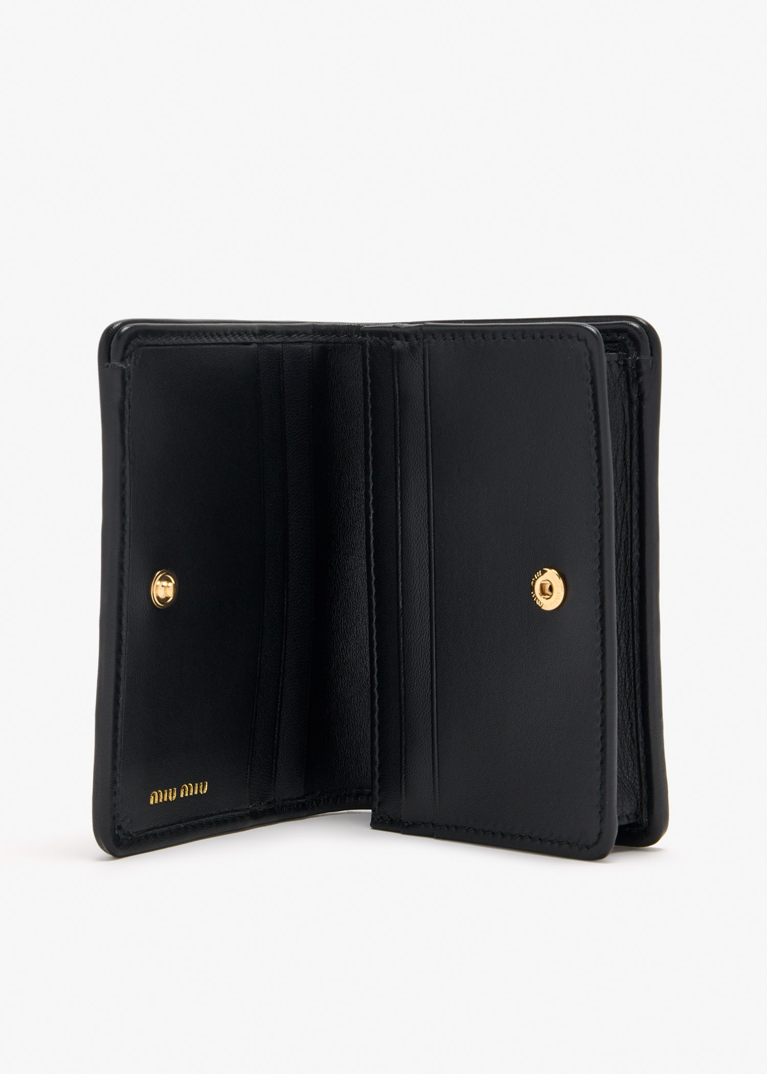 Miu Miu Small matelassé nappa leather wallet for Women - Black in