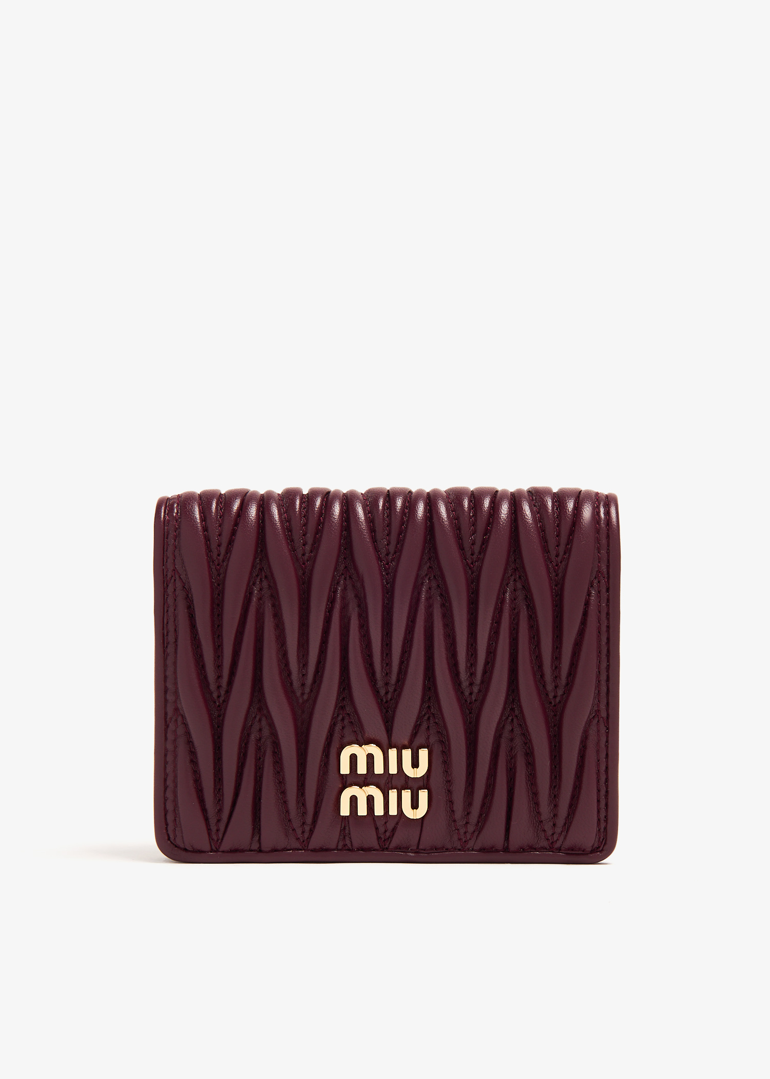 Miu Miu Matelassé leather wallet for Women - Burgundy in