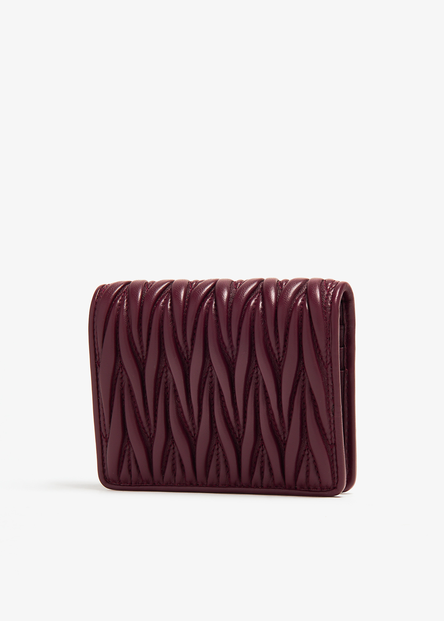 折りたたみ財布 Miu Miu Burgundy Leather Wallet Miu Miu Wallet: Plissé Leather