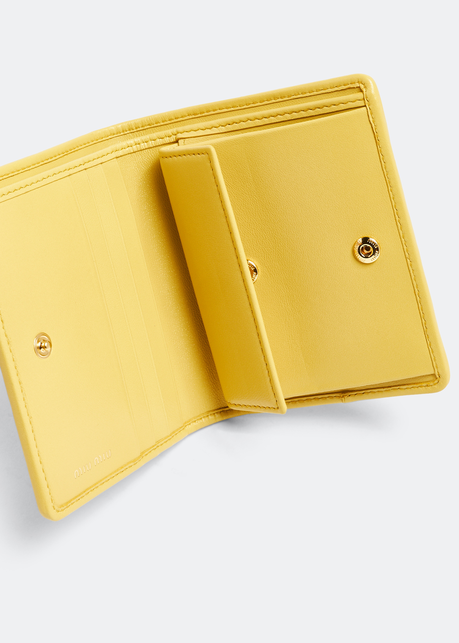 Miu Miu Matelassé leather small wallet for Women - Yellow in