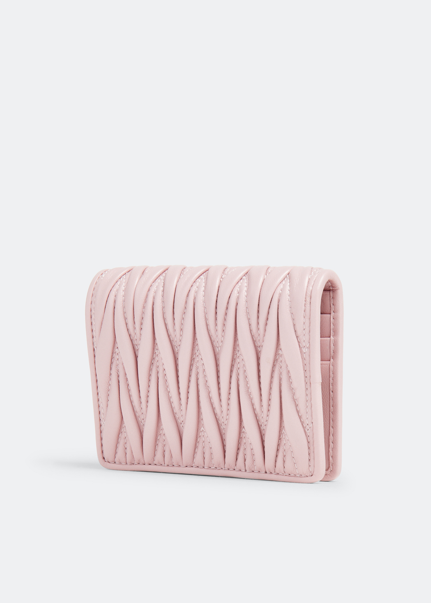 Miu Miu Matelassé leather small wallet for Women - Pink in