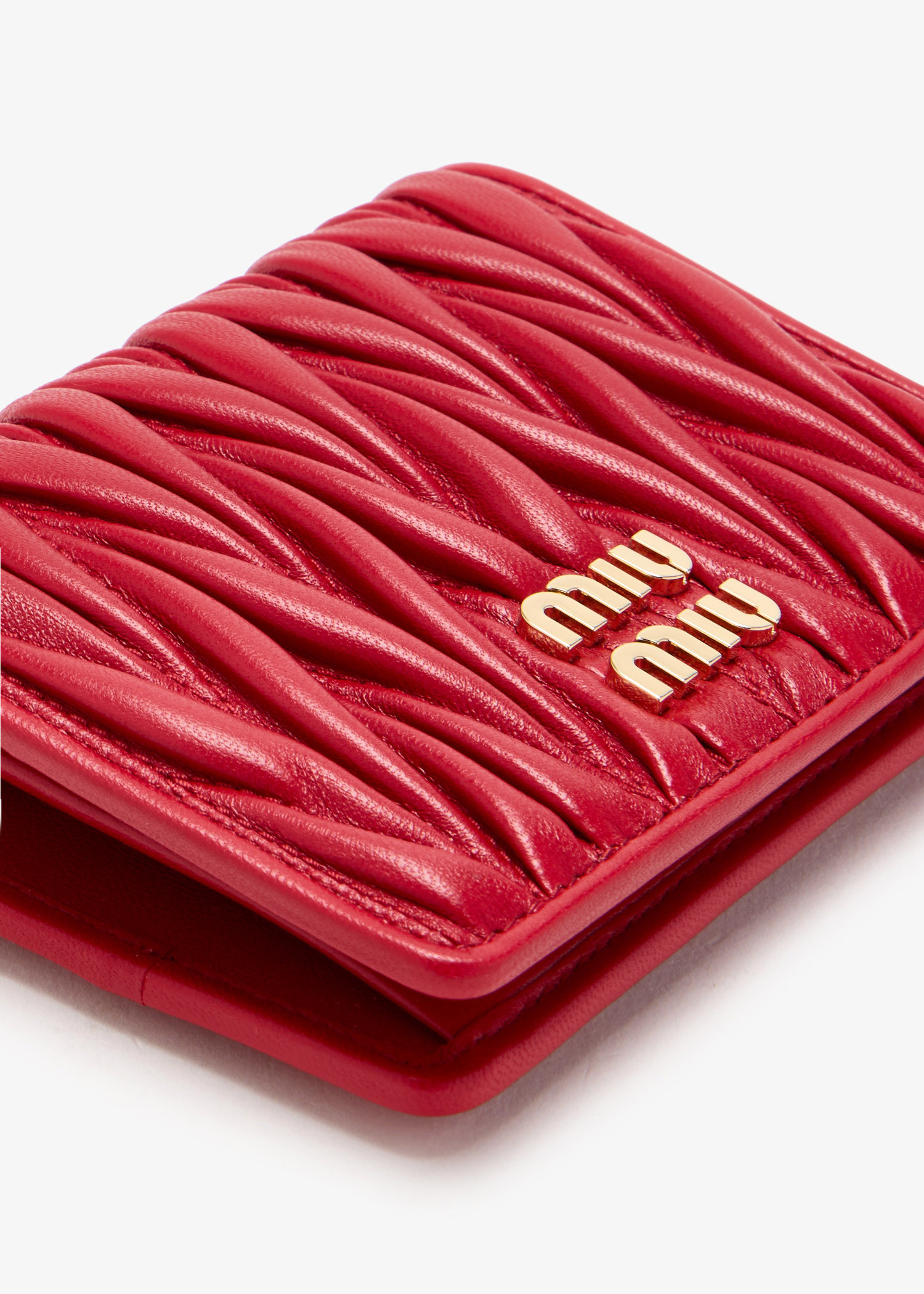 Miu Miu Small matelassé nappa leather wallet for Women - Red