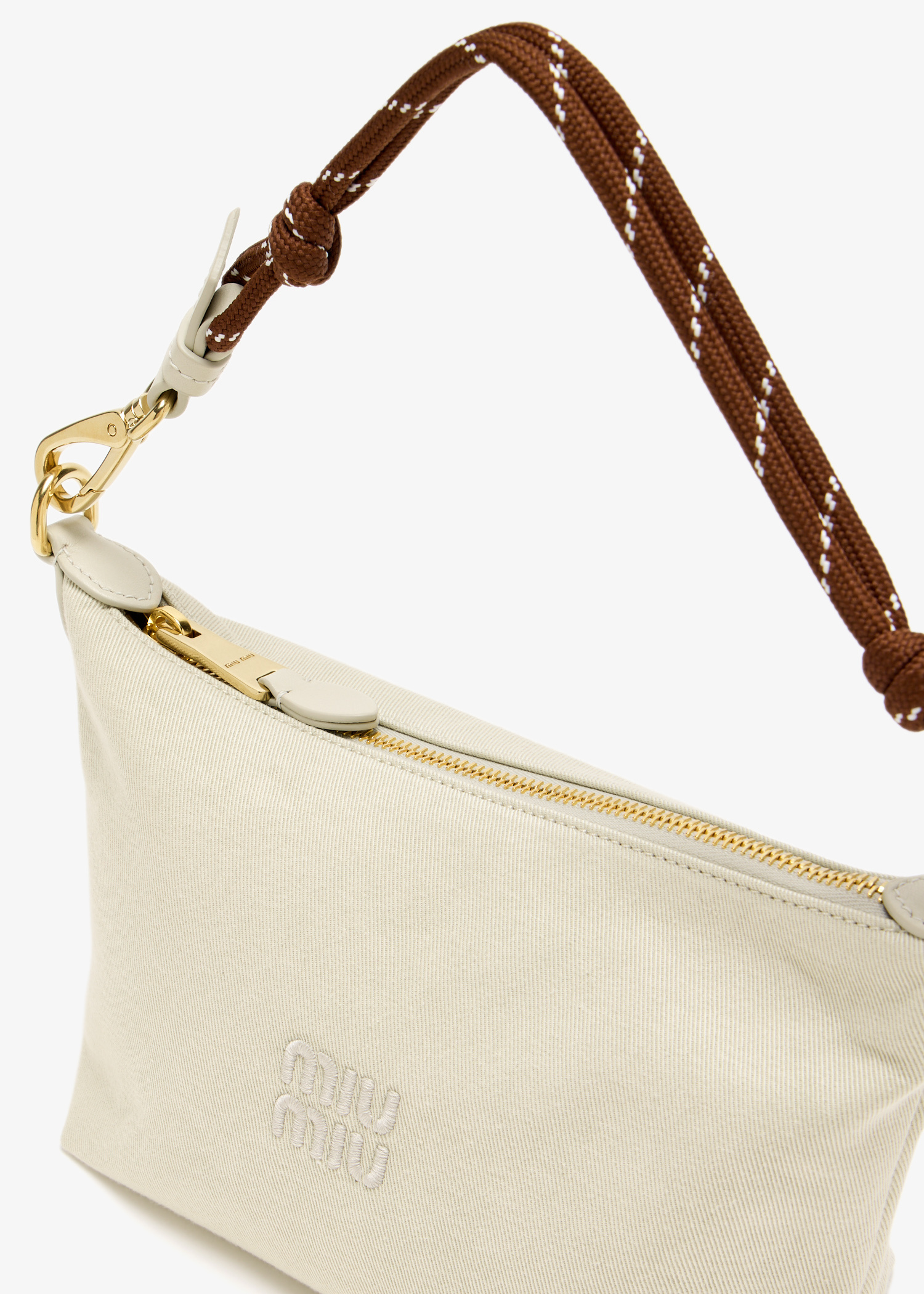 Miu Miu Gabardine pouch for Women - Cream in UAE | Level Shoes