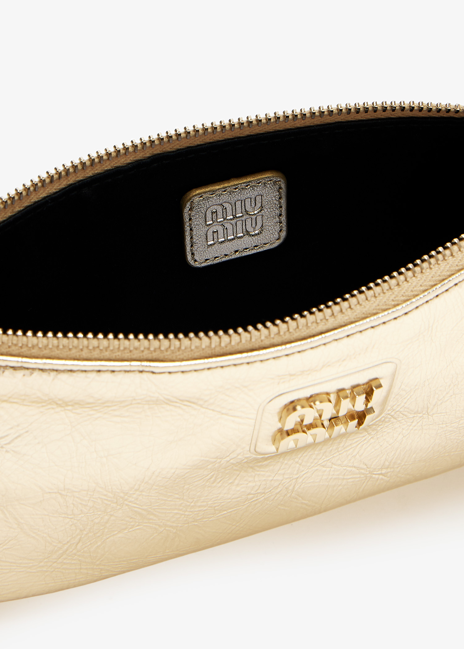 Miu Miu Laminated nappa mini pouch for Women - Gold in Oman