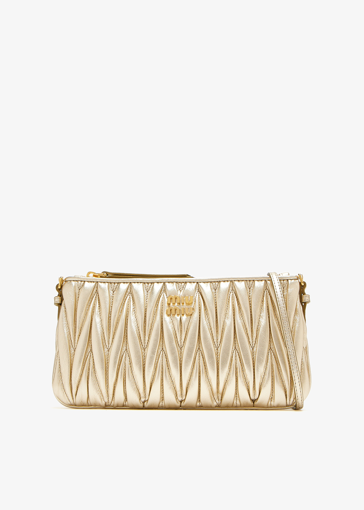 Miu Miu Matelassé nappa leather mini-pouch for Women - Gold in KSA