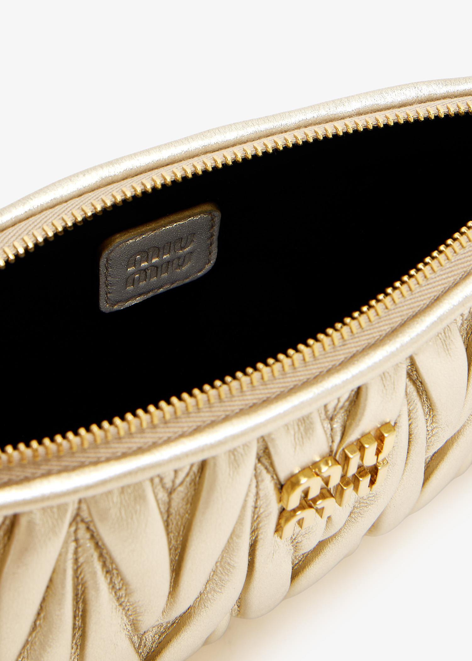 Miu Miu Matelassé nappa leather mini-pouch for Women - Gold