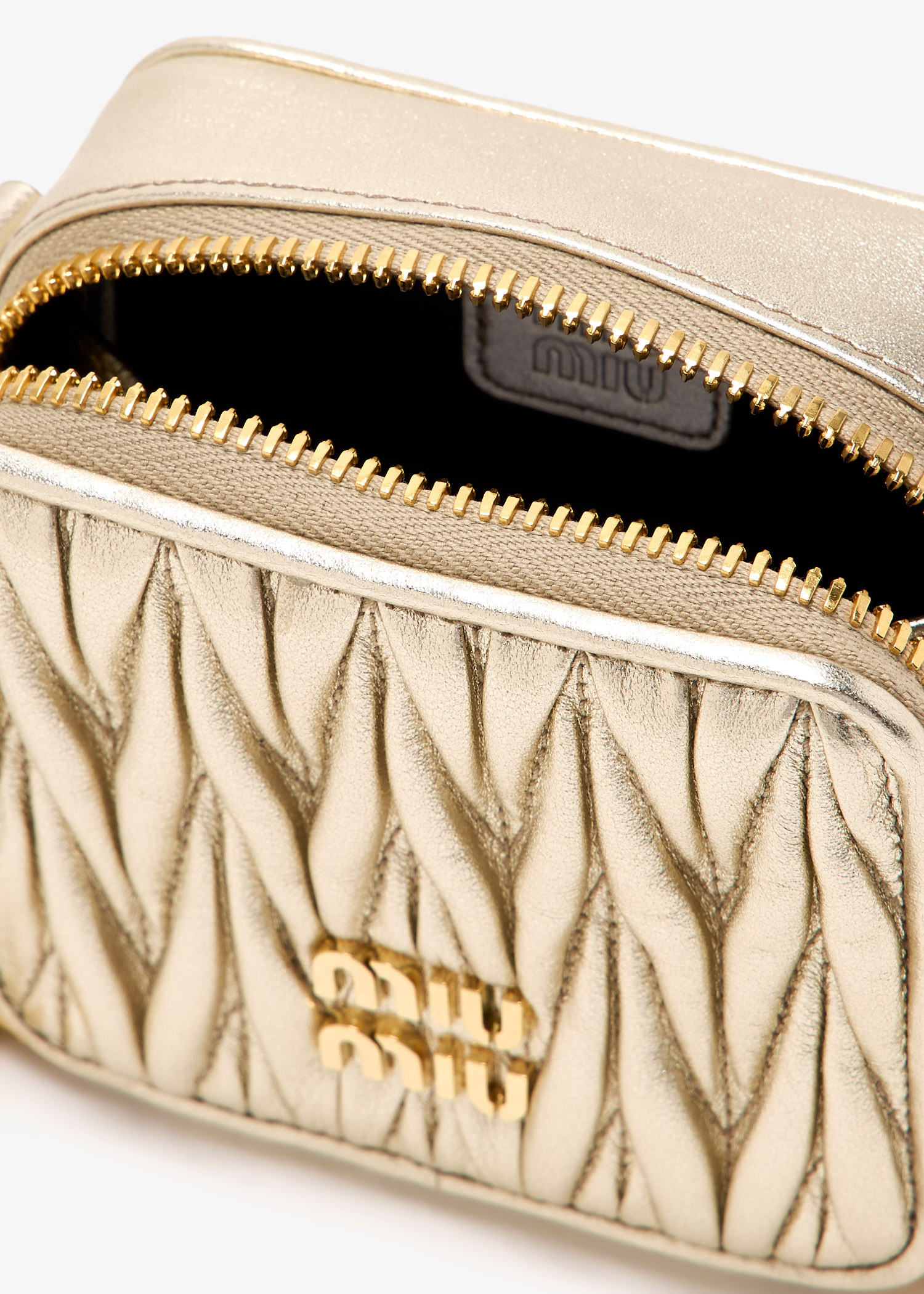 Miu Miu Matelassé nappa leather mini pouch for Women - Gold