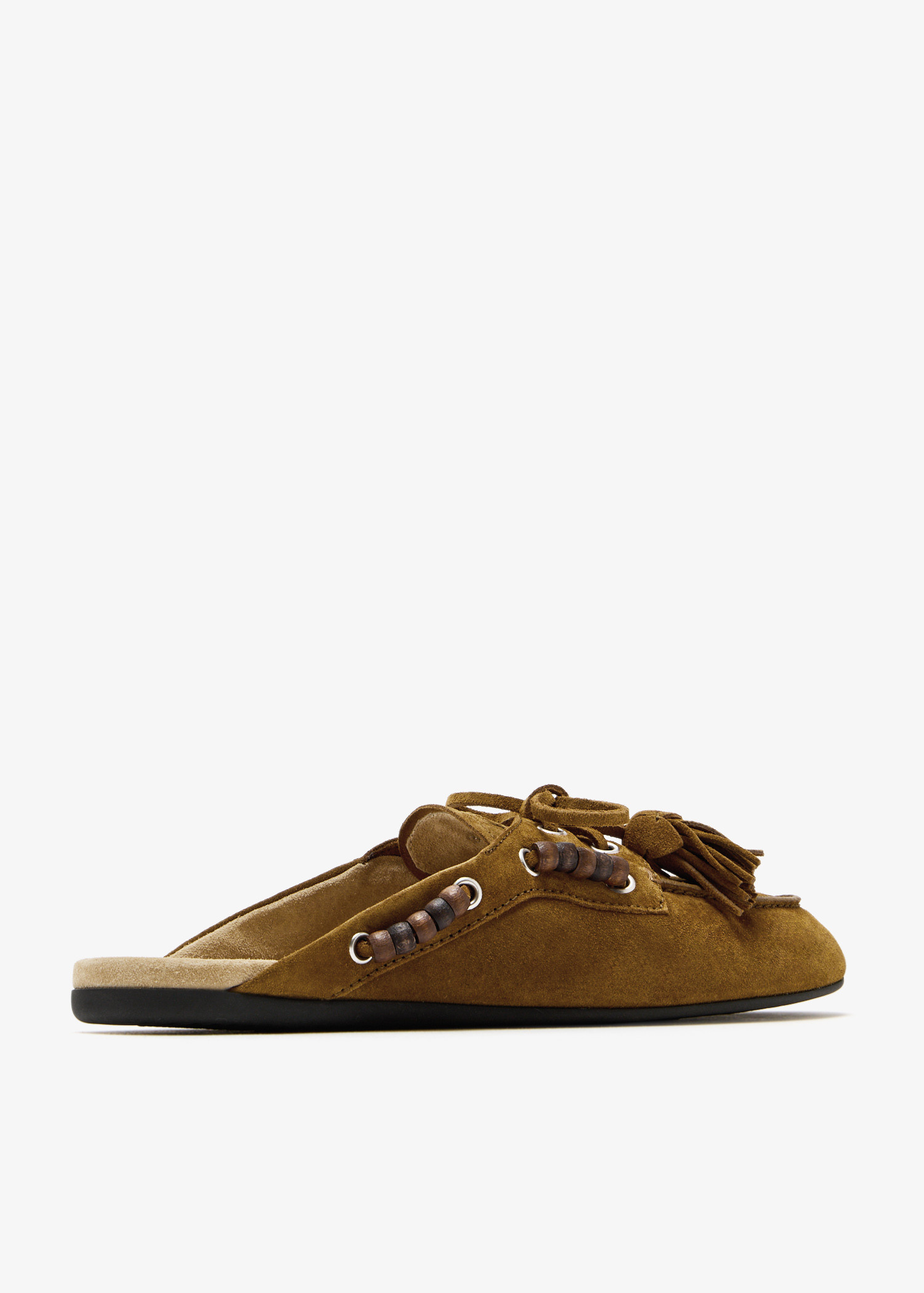 Miu Miu Suede leather mules for Women - Khaki in KSA | Level Shoes