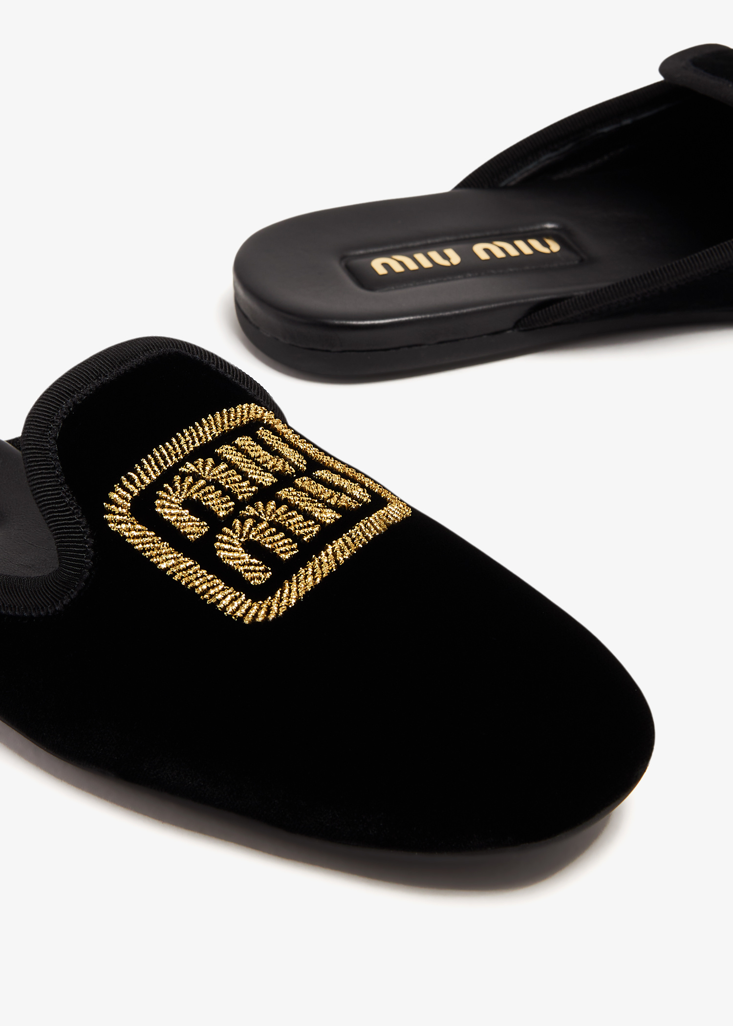 Miu Miu Velvet slippers for Women - Black in UAE | Level Shoes Miu Miu Velvet slippers for Women - Black in UAE | Level Shoes