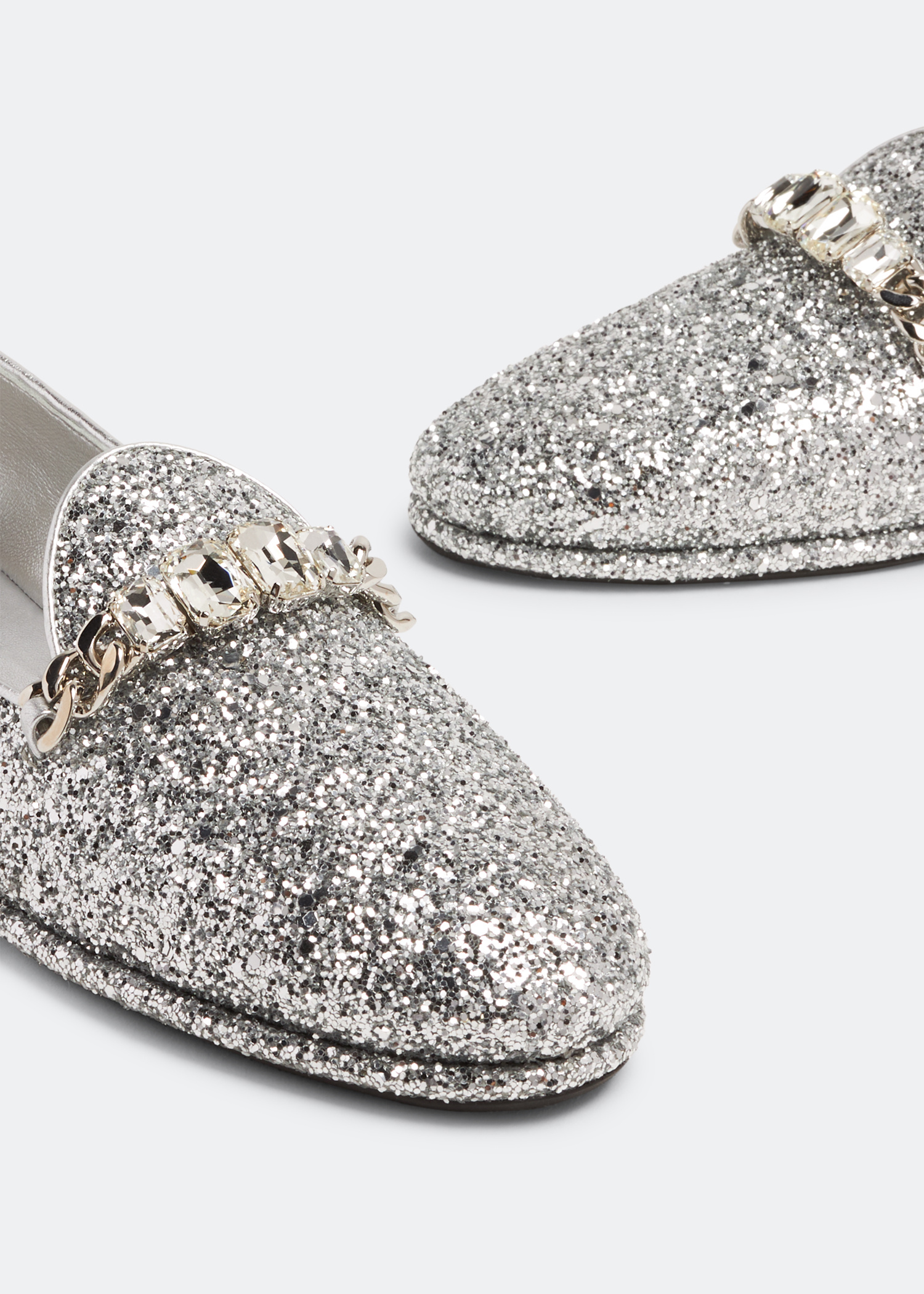Miu Miu Glitter loafers for Women - Silver in UAE | Level Shoes
