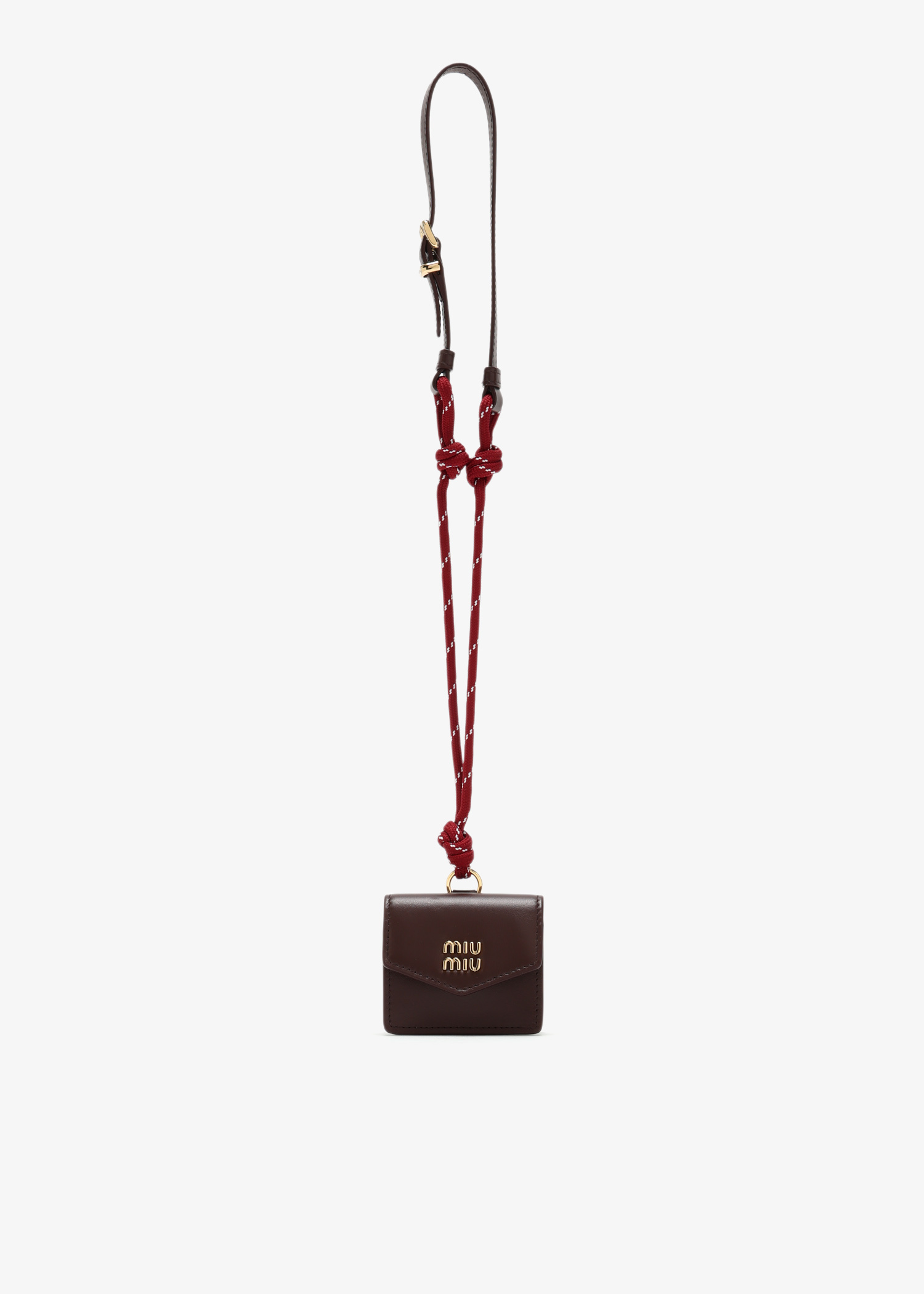 アクセサリーその他 MIU MIU 5TL515_2CRT LEATHER CORD+L TRICK WITH MINI POUCH Miu Miu Mini-pouch leather, cord, and metal trick for Women