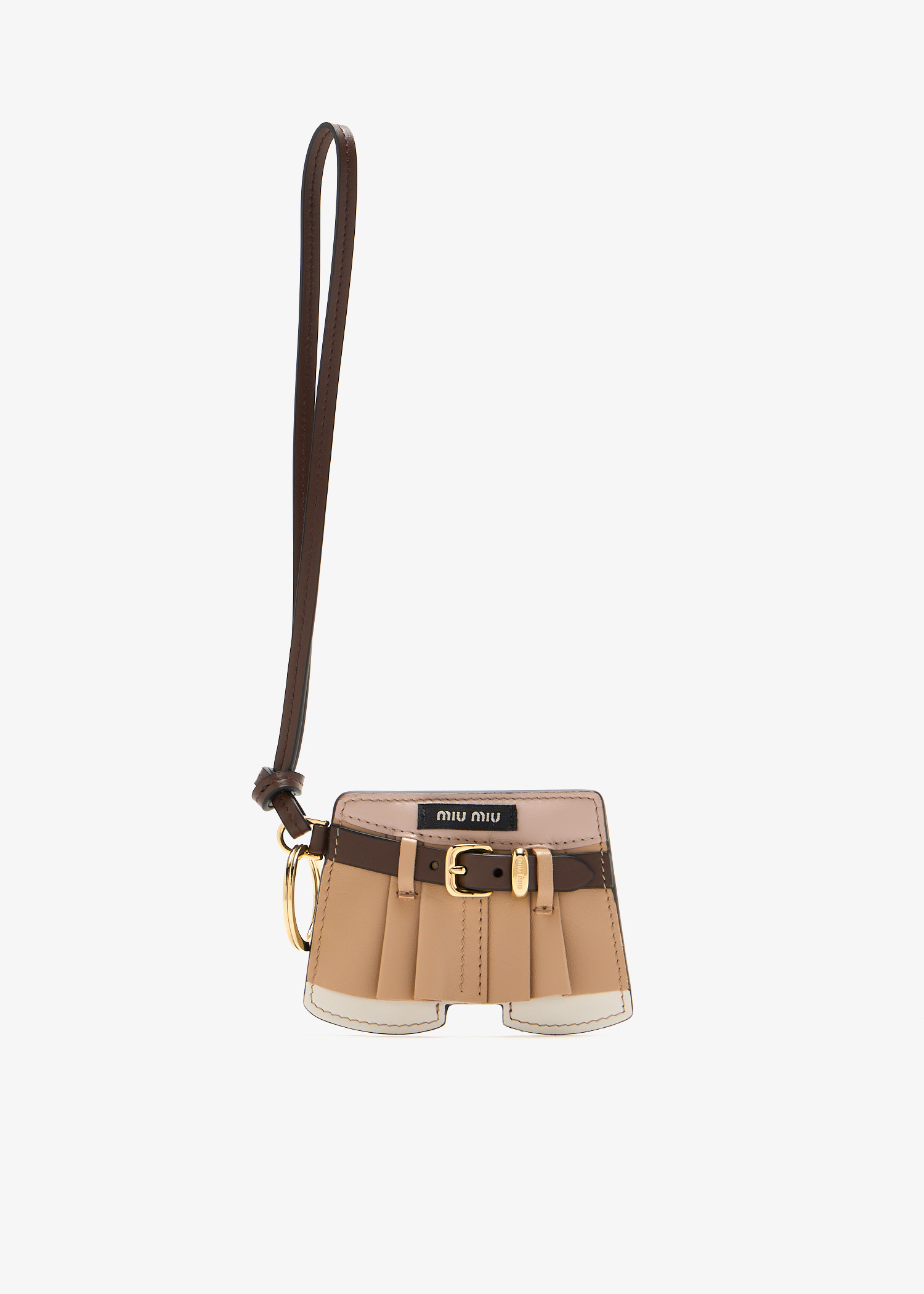 【チャーミング】 MiuMiu Leather keychain trick チャーム Miu Miu Trick leather keychain Brown - Women | VIETTI Online