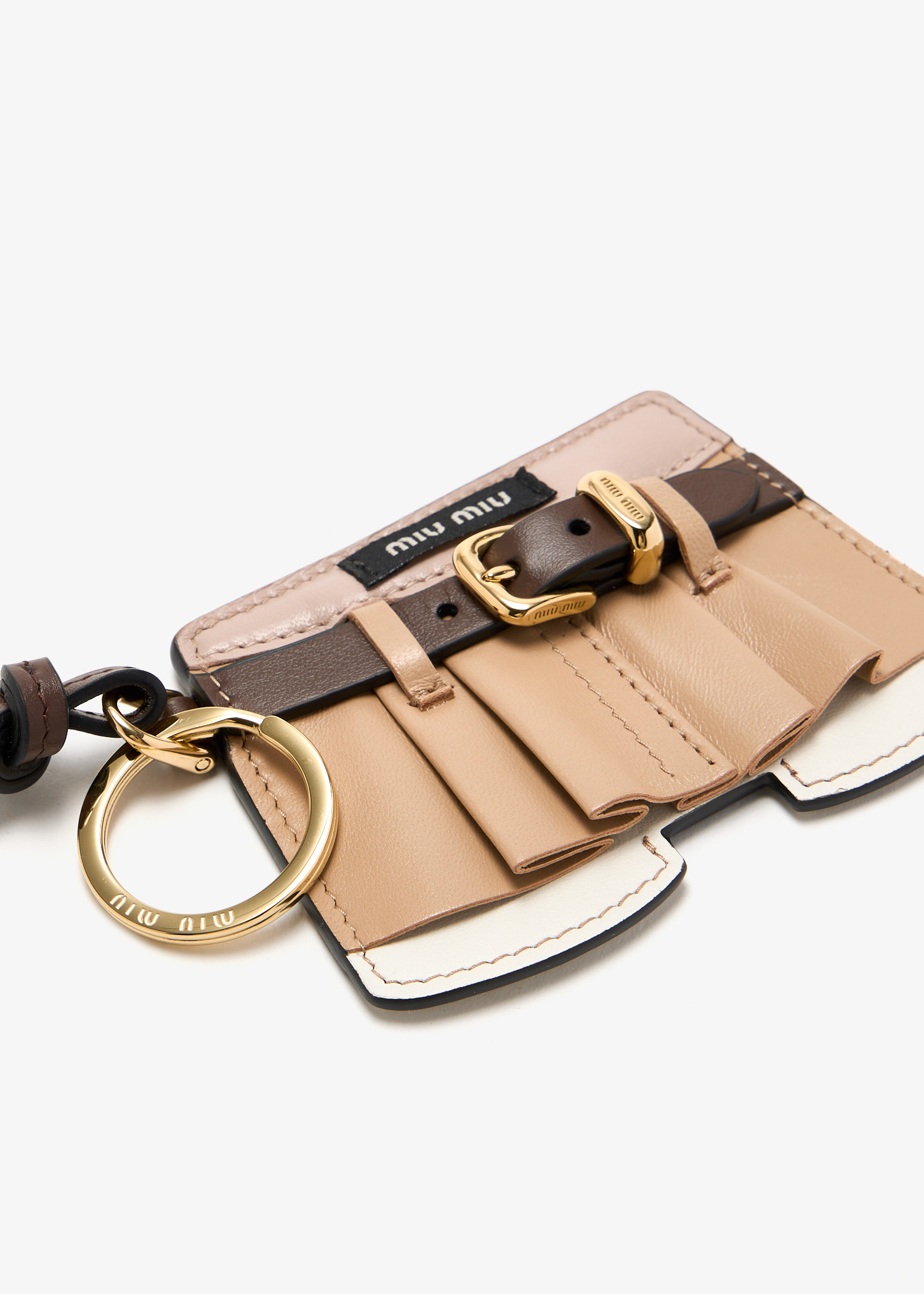 Miu Miu Leather keychain trick for Women - Beige in KSA | Level Shoes