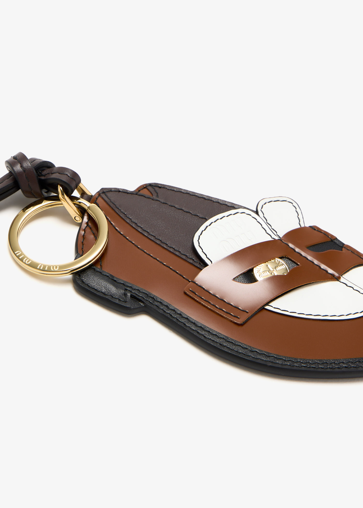 Miu Miu Penny Loafer Mirror Tag Trick  キーホルダー Miu Miu Penny Loafer leather keychain trick for Women