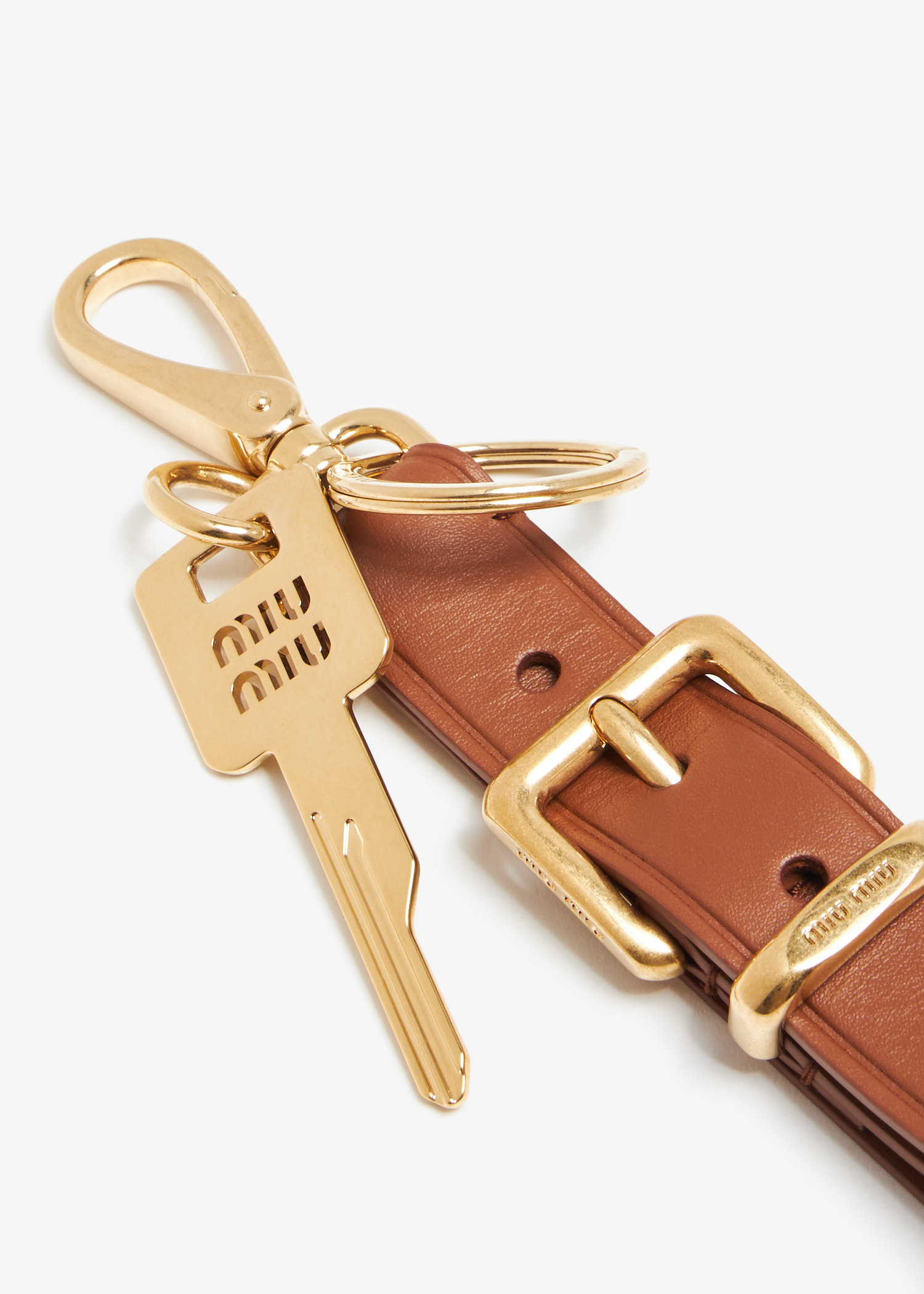 Miu Miu Leather key ring for Women - Brown in UAE | Level Shoes
