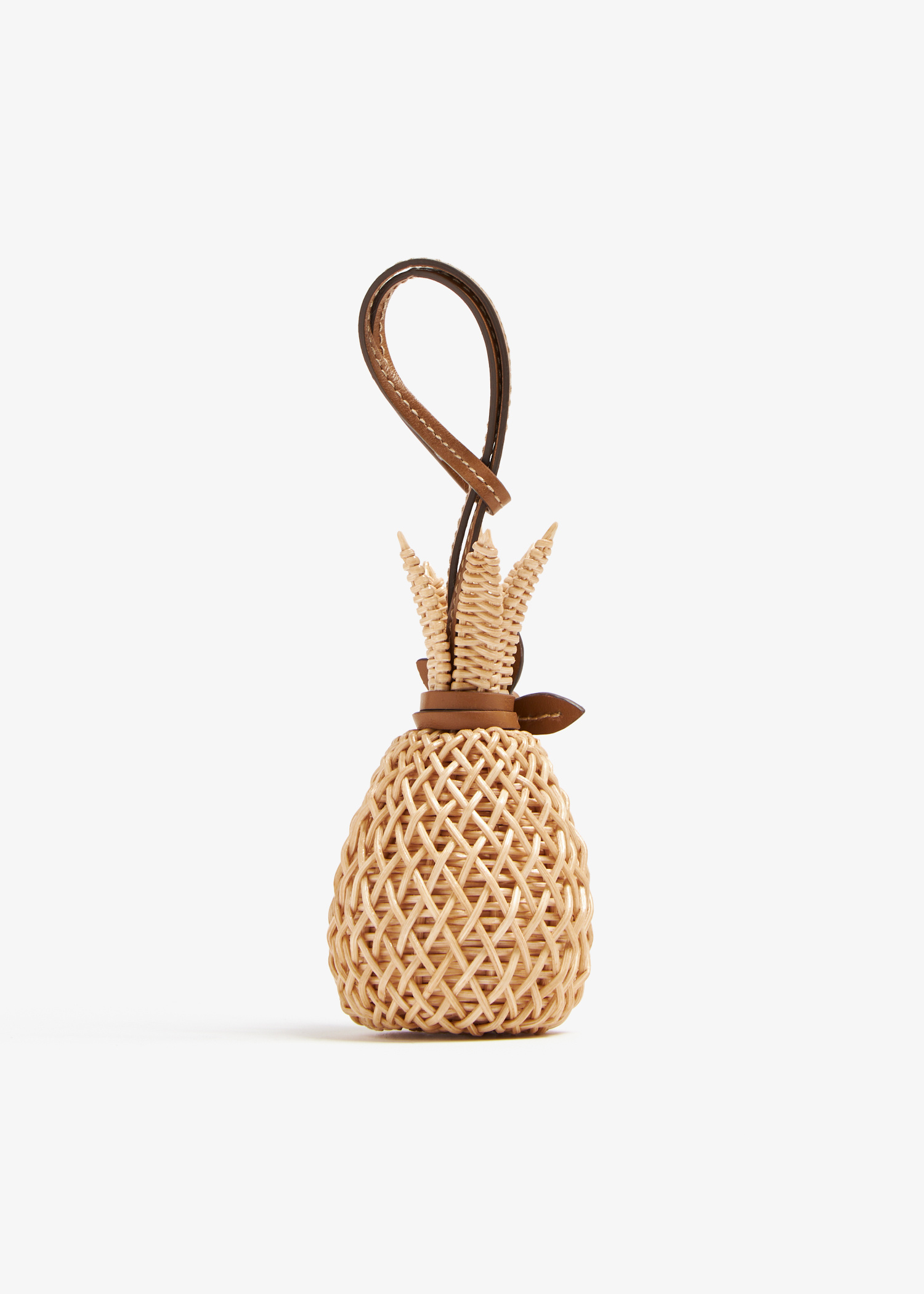 【まみ】MIU MIU ウィッカートリック パイナップル Miu Miu Wicker trick bag charm for Women - Beige in UAE | Level Shoes