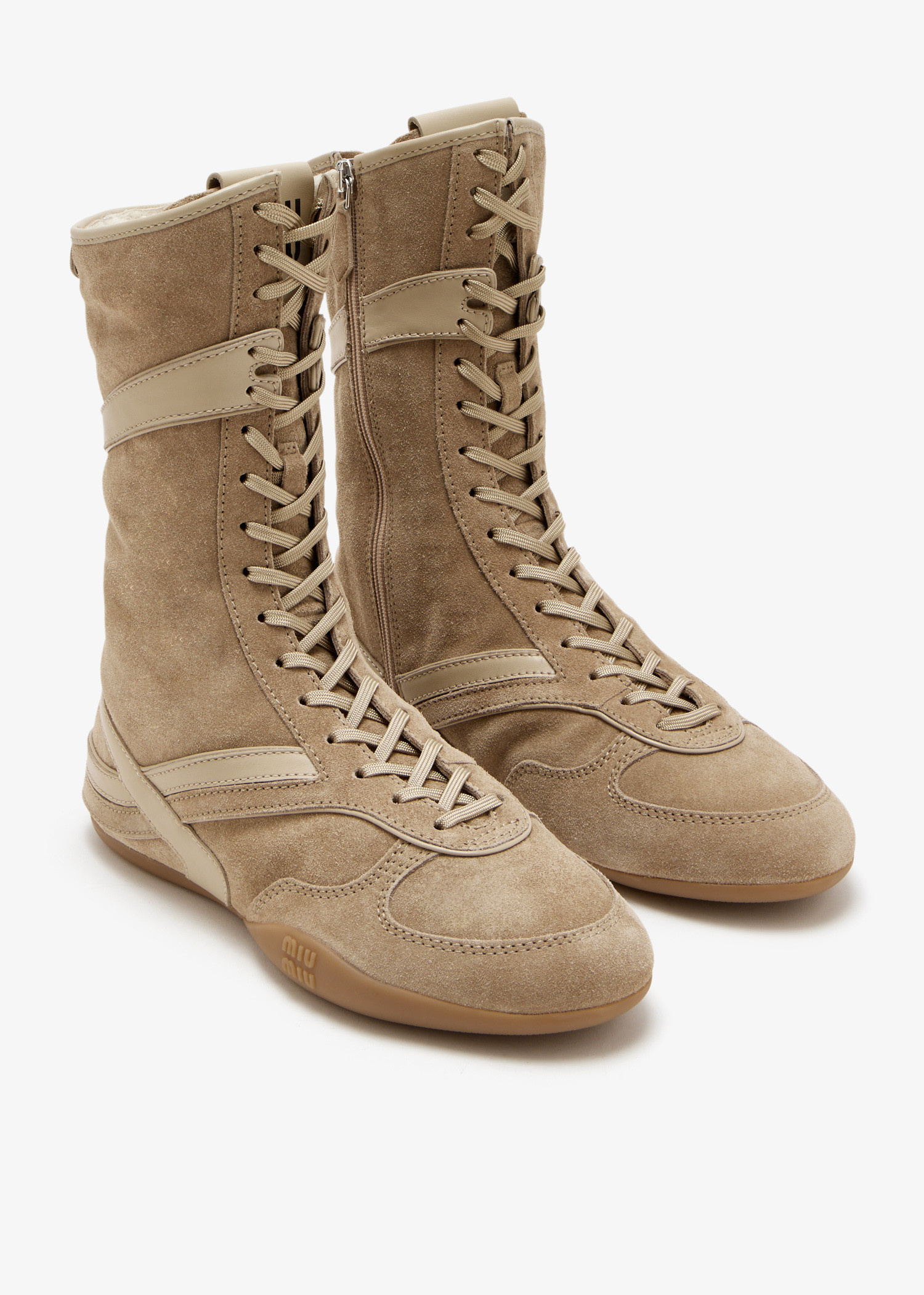 Miu Miu Gymnasium boots for Women - Beige in UAE | Level Shoes