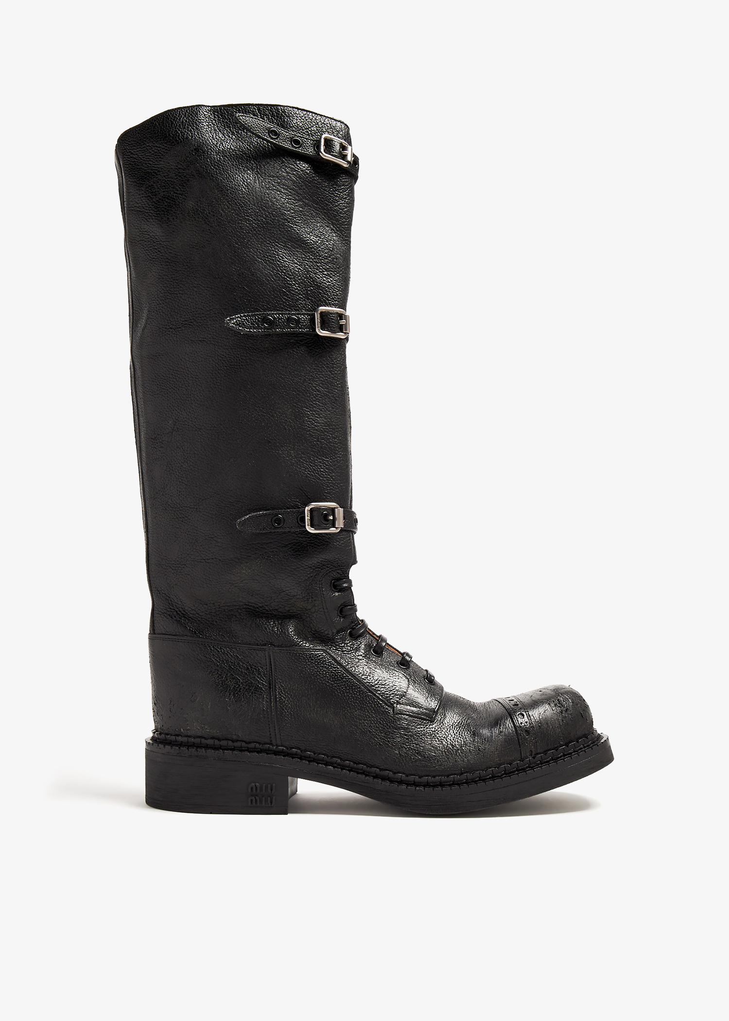 【MiuMiu】Leather boots Black スモークレザーブーツ MiuMiu】Leather ankle boots スモークレザーブーツ (MiuMiu