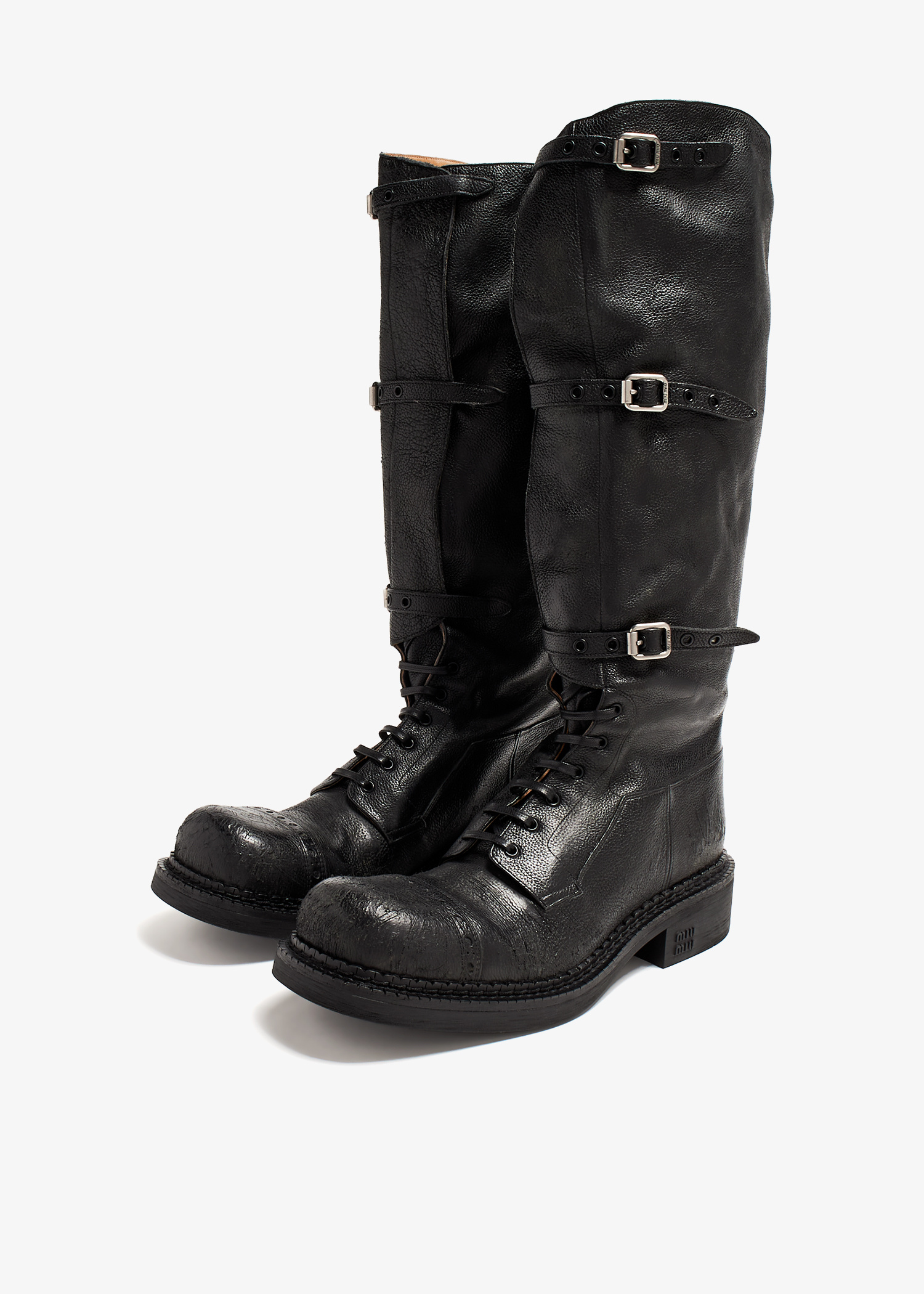 靴 MIU MIU Leather boots 37 Authentic Miu Miu Black Crystal Boots Patent Leather/SZ 37