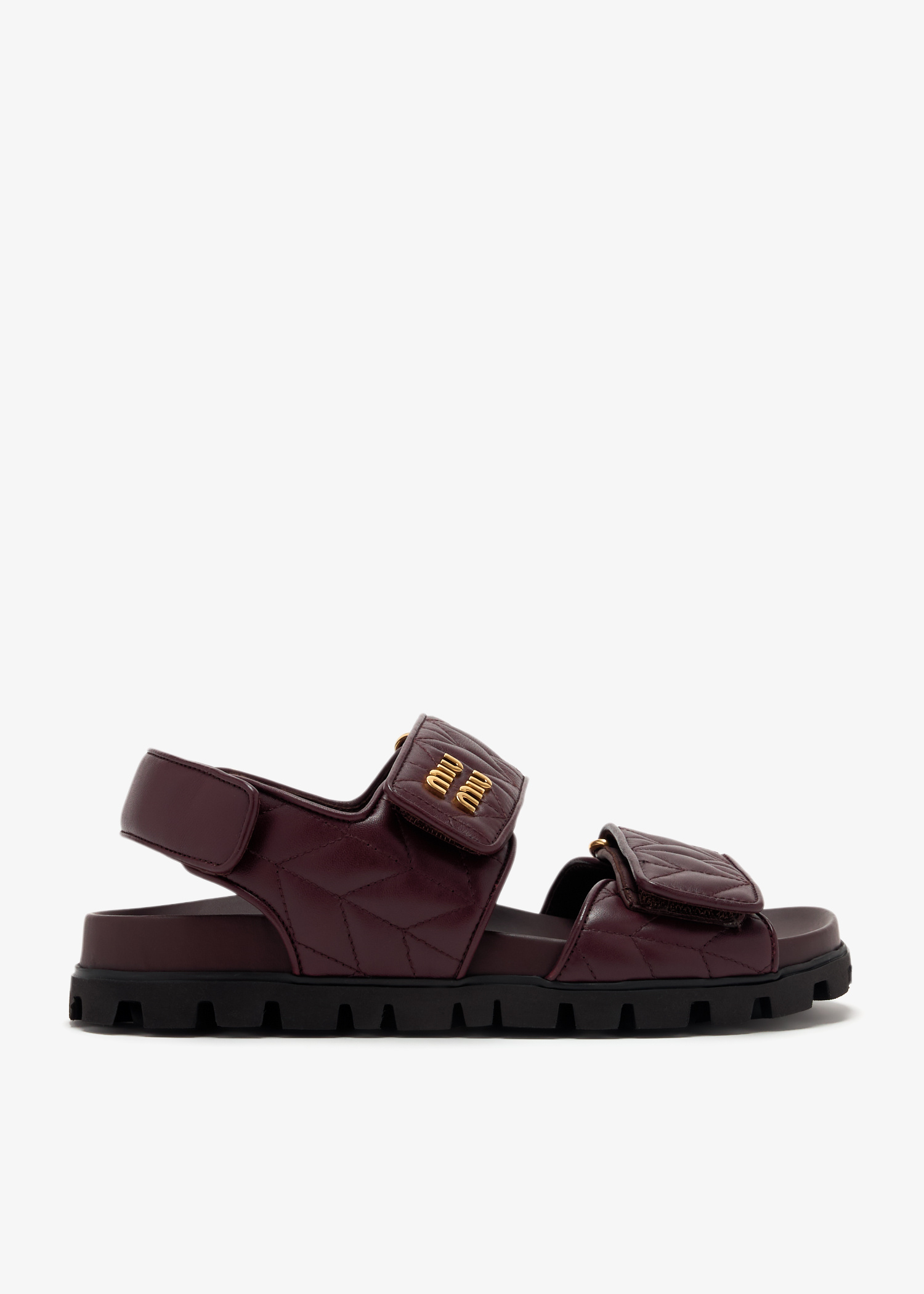 サンダル・ミュール MIU MIU Chocolate Nappa Leather Slippers Miu Miu Matelasse Nappa Leather Slides | Saks Fifth Avenue