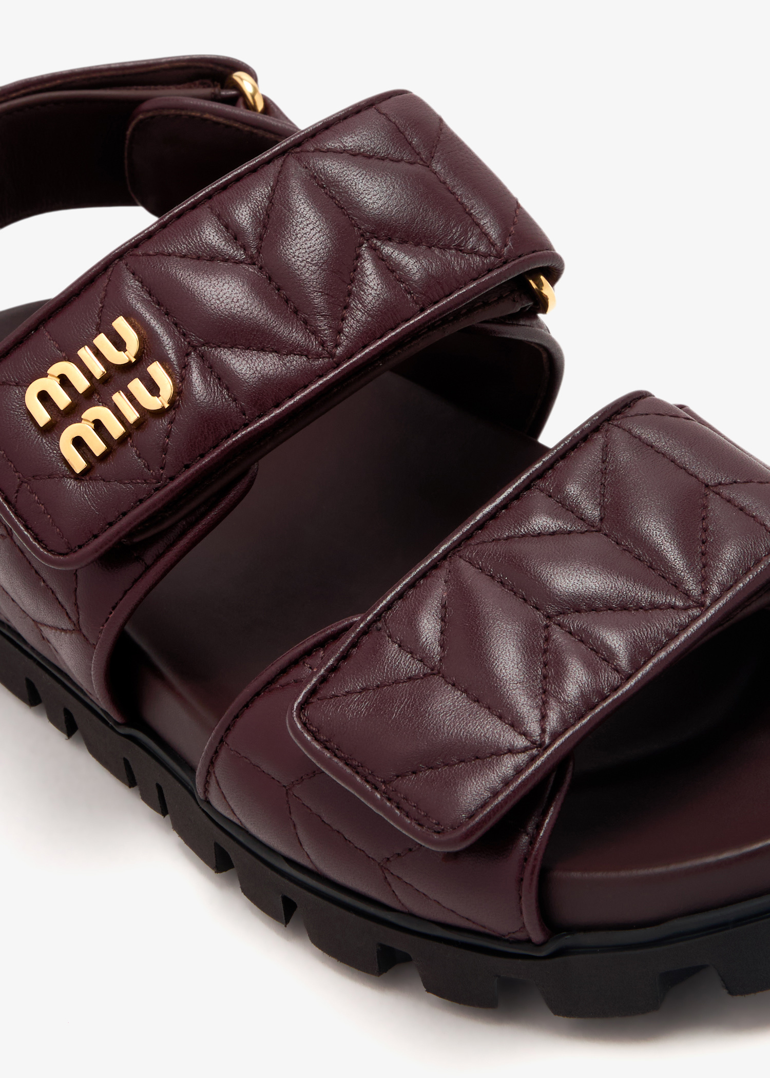 Miu Miu Sporty matelassé nappa leather sandals for Women