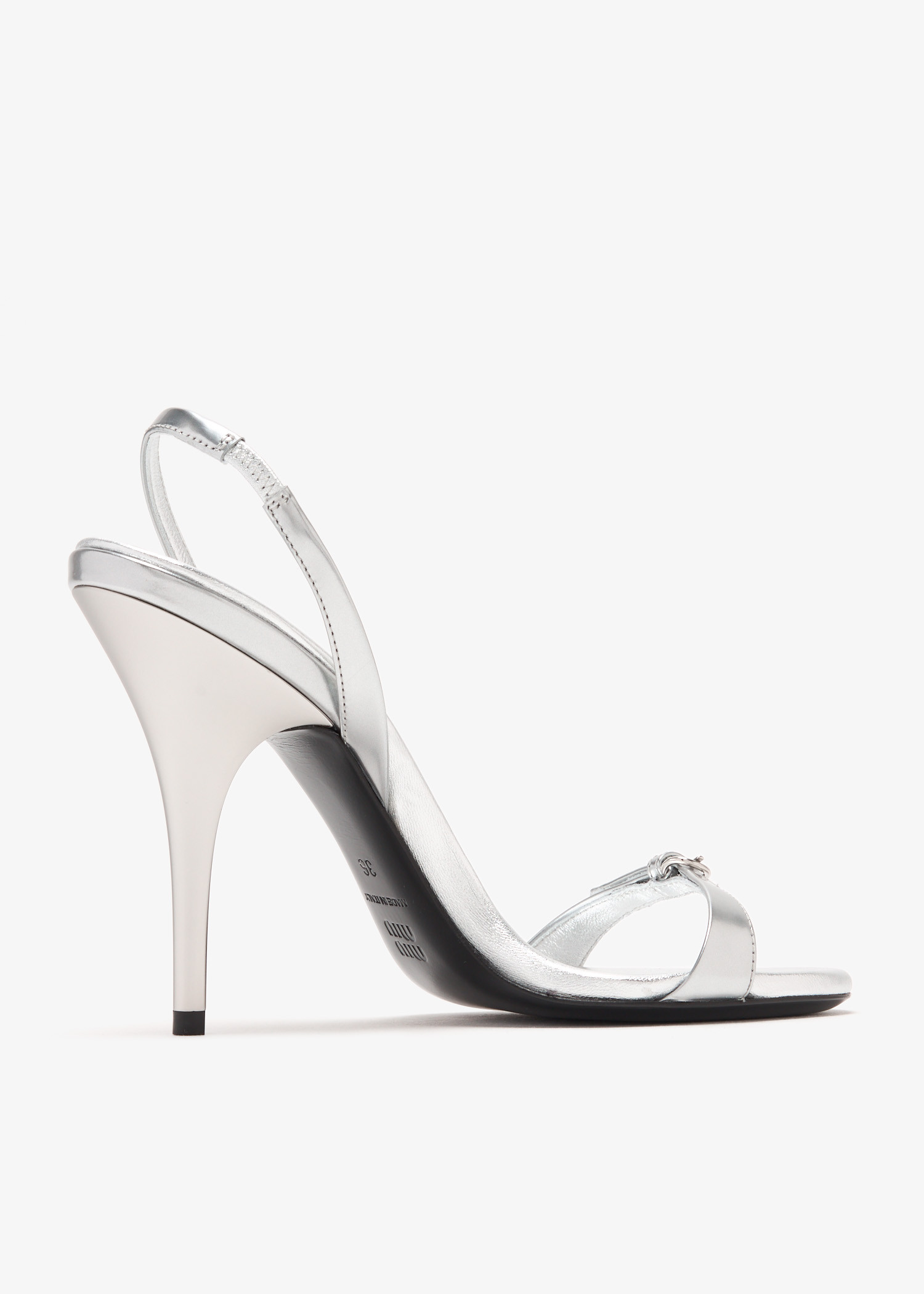 Miu Miu Metallic leather sandals for Women - Silver in UAE