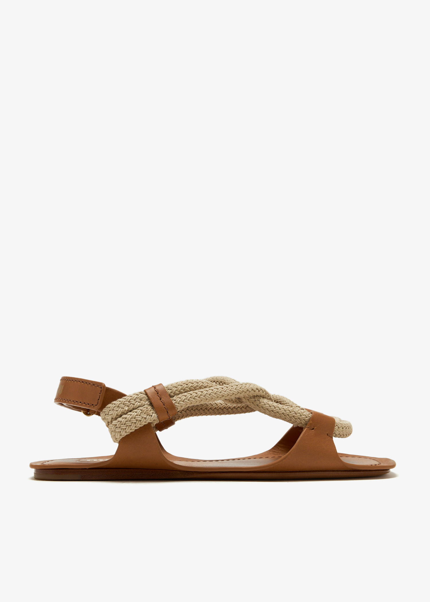 サンダル・ミュール MIU MIIU 5X415E_698_F0018 FLAT CORD SANDALS Miu Miu Flat cord sandals for Women - Beige in UAE | Level Shoes