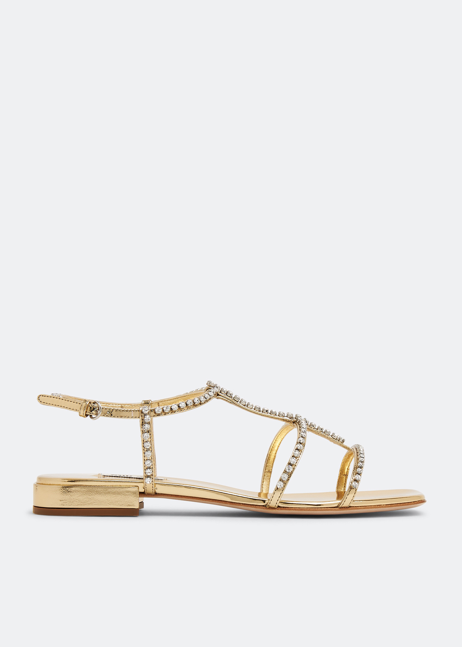 Miu Miu Crystal metallic leather flat sandals for Women