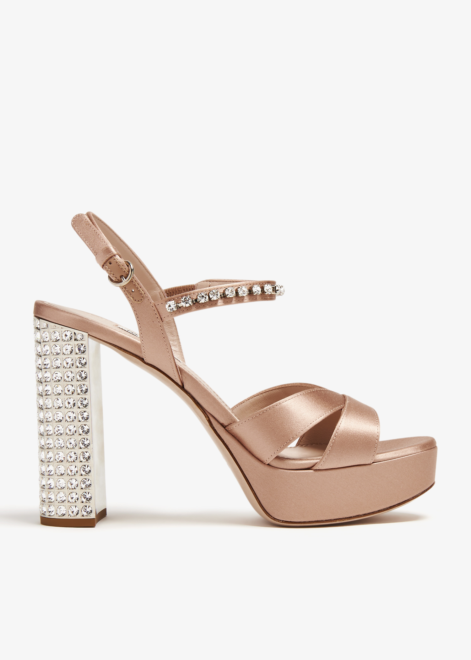 Miu Miu Satin platform sandals for Women - Beige in Qatar