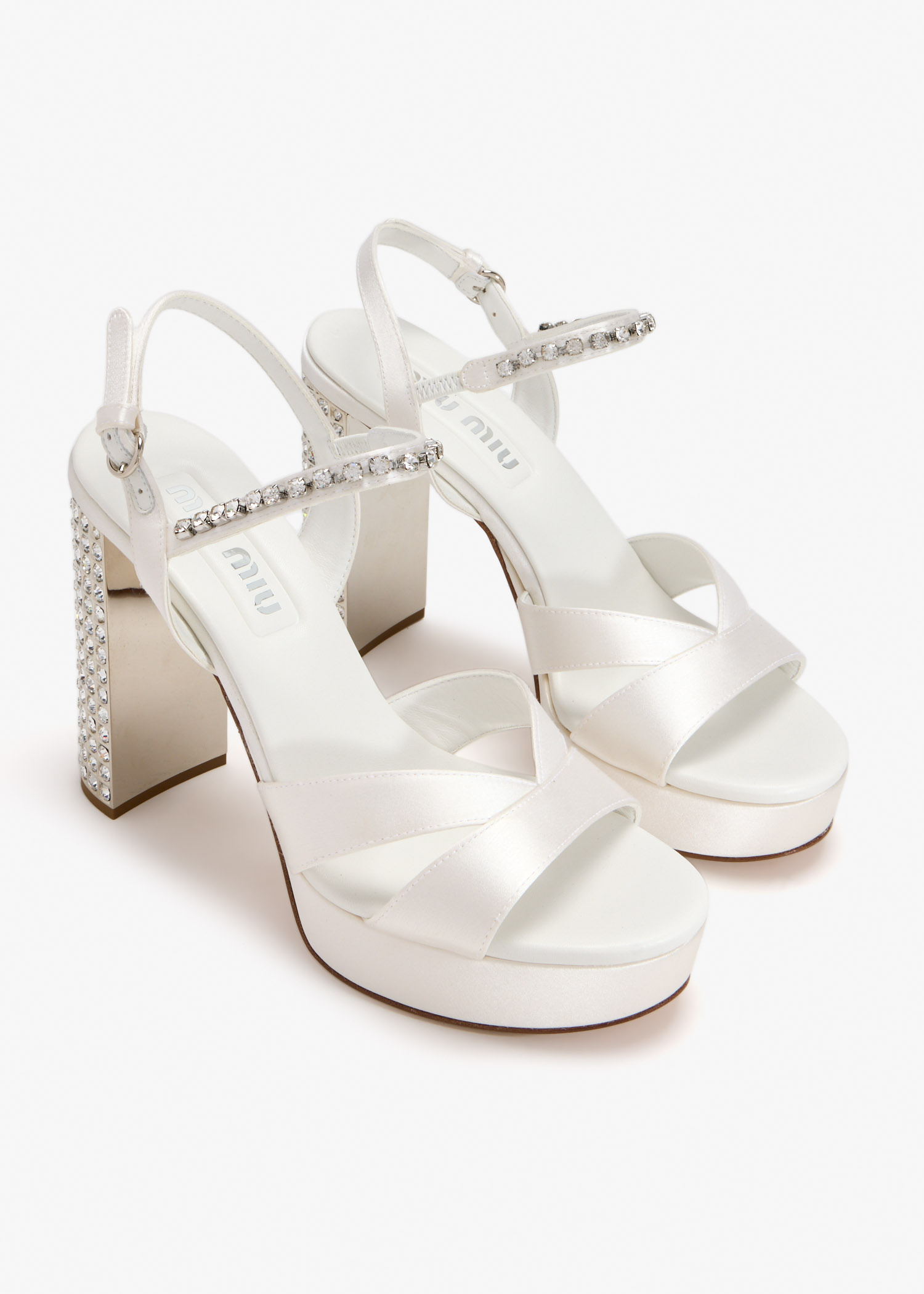 Miu Miu Satin platform sandals for Women - White in KSA | Level Shoes