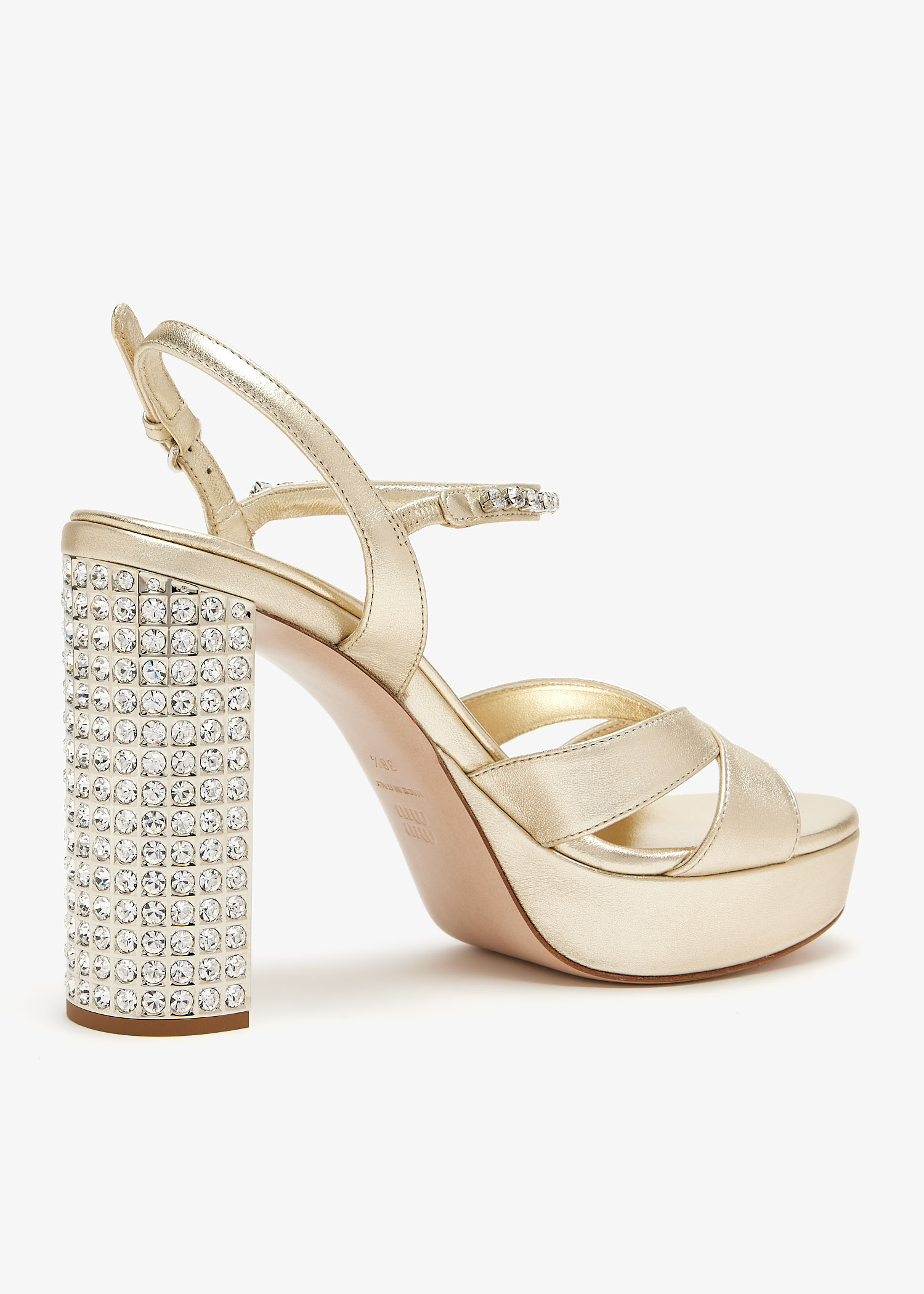 Miu Miu Nappa leather platform sandals for Women - Gold in