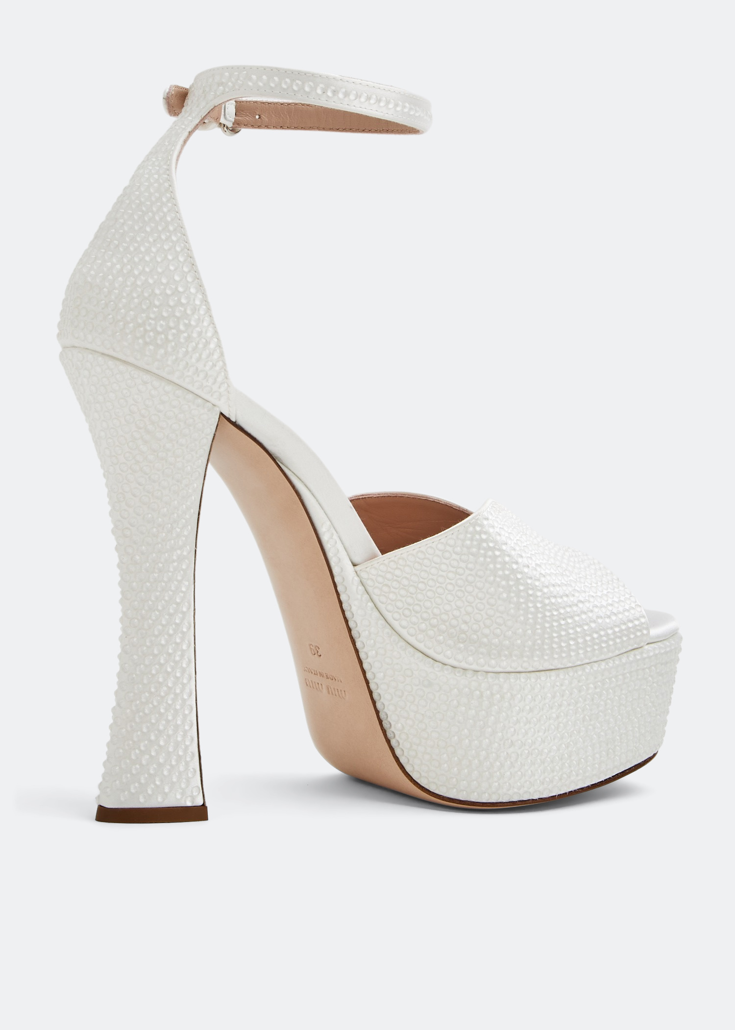 Miu Miu Crystal satin platform sandals for Women - White in