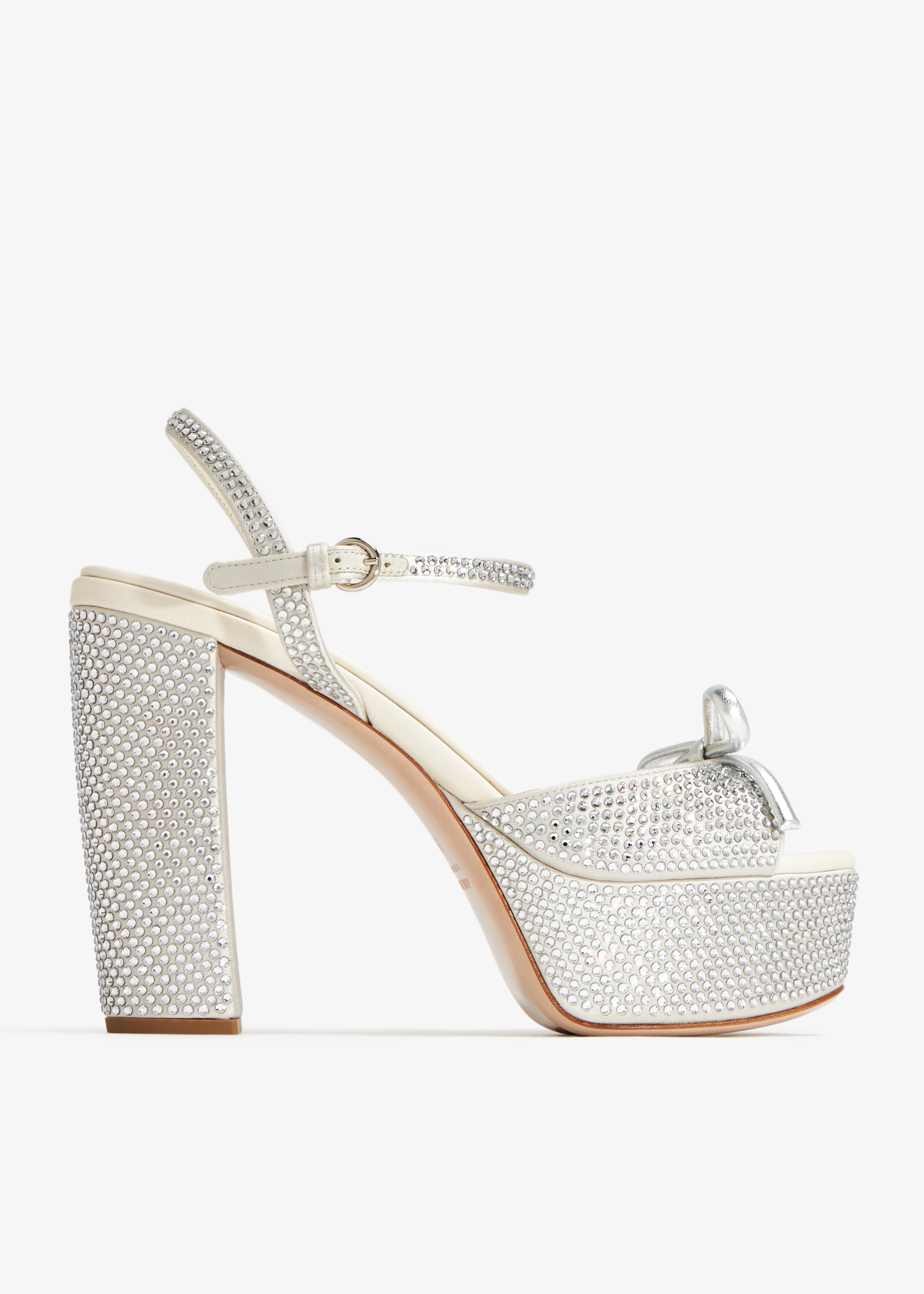 Miu Miu Satin platform sandals for Women - Silver in UAE