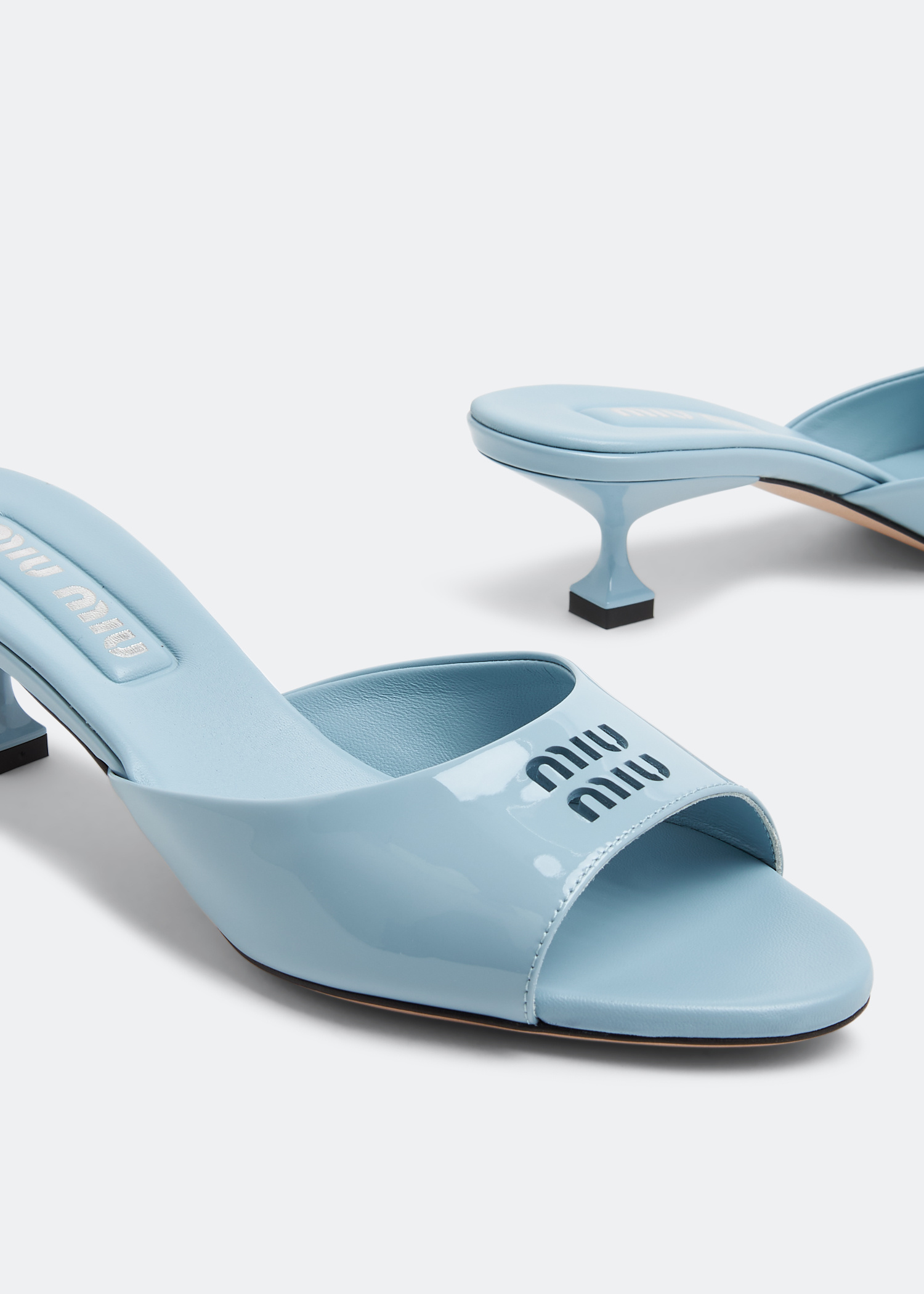 Miu Miu Patent leather sandals for Women - Blue in UAE | Level Shoes