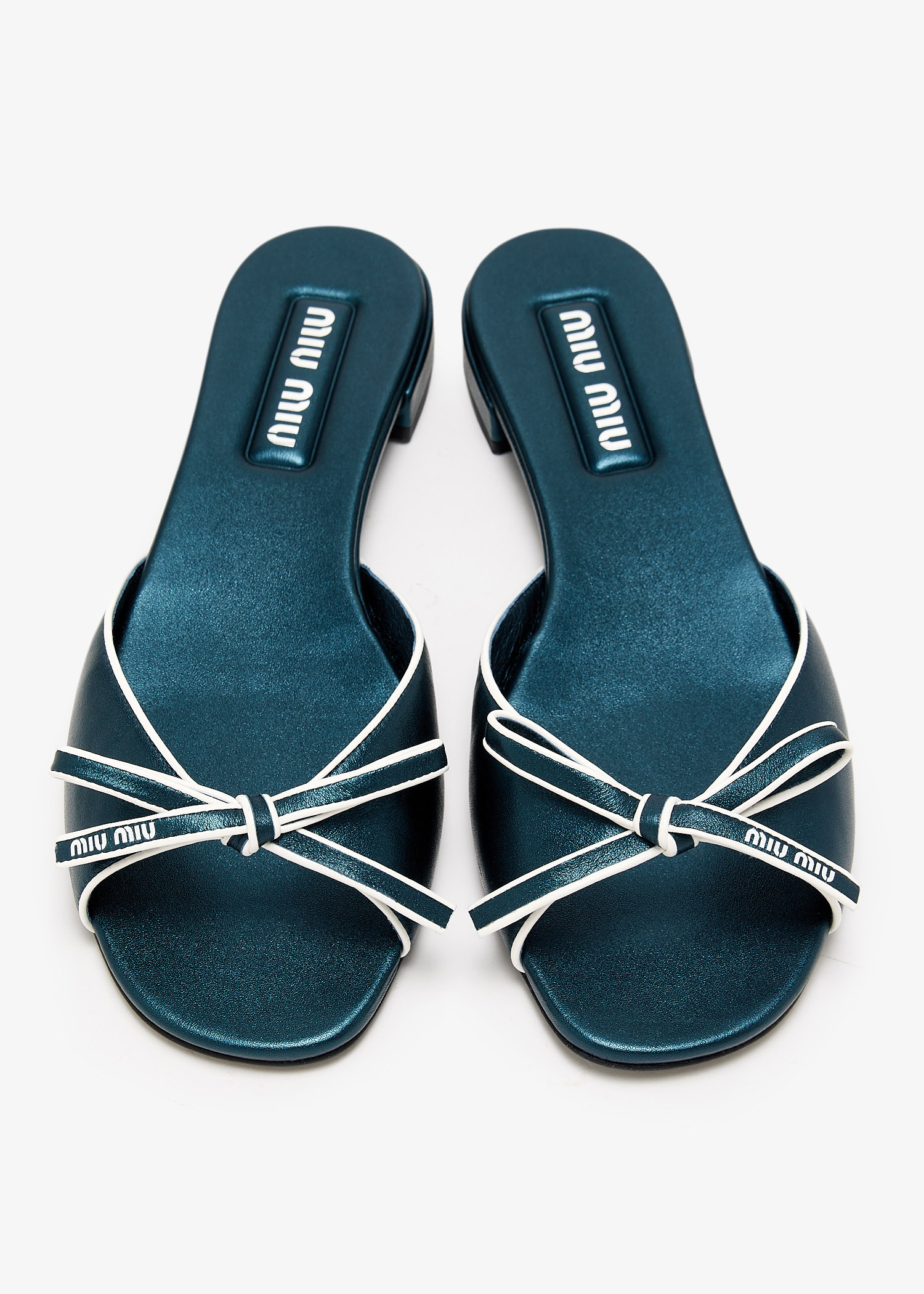 Miu Miu Mordoré nappa leather bow flat sandals for Women