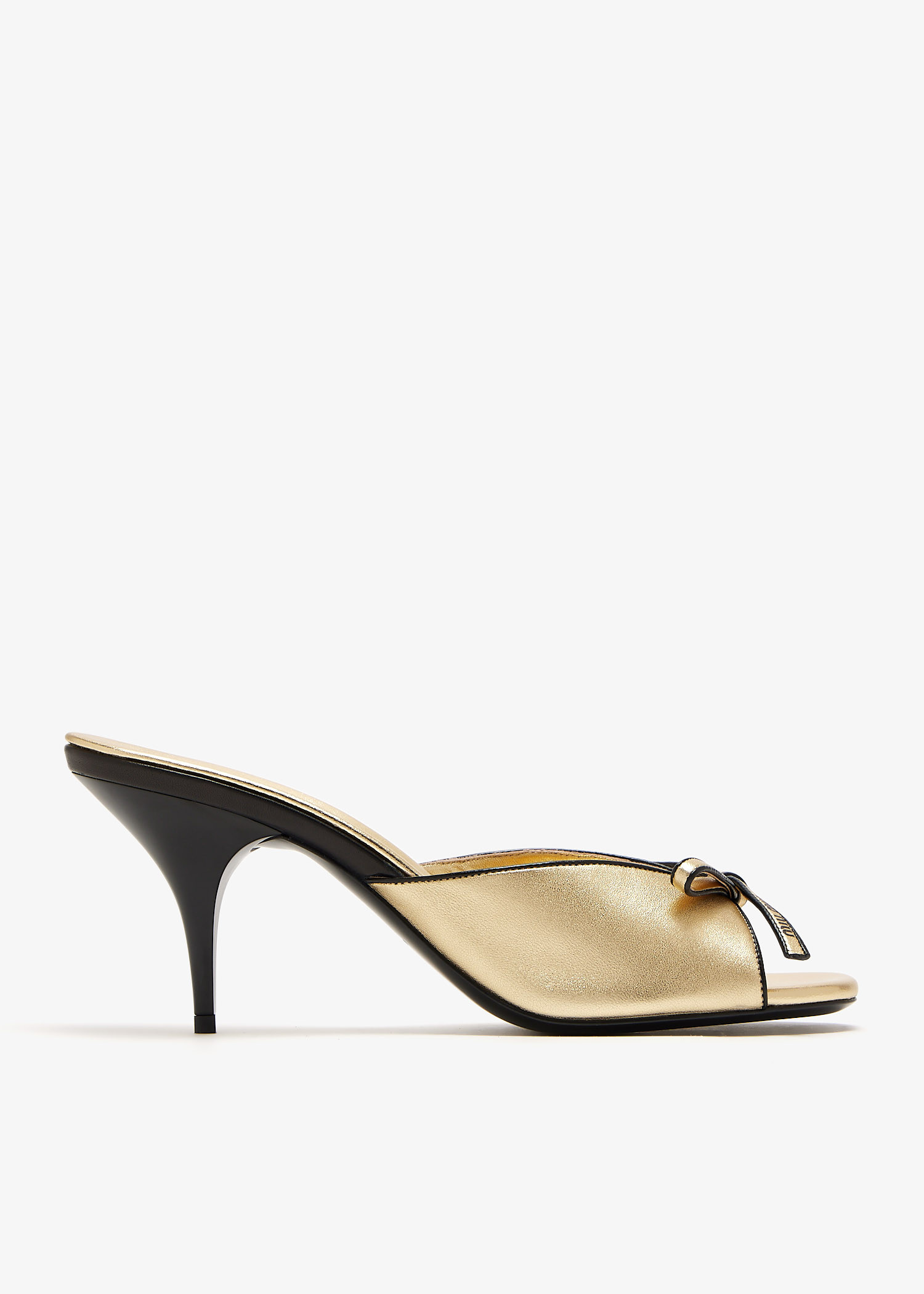 Miu Miu Mordoré nappa leather bow sandals for Women - Gold in KSA