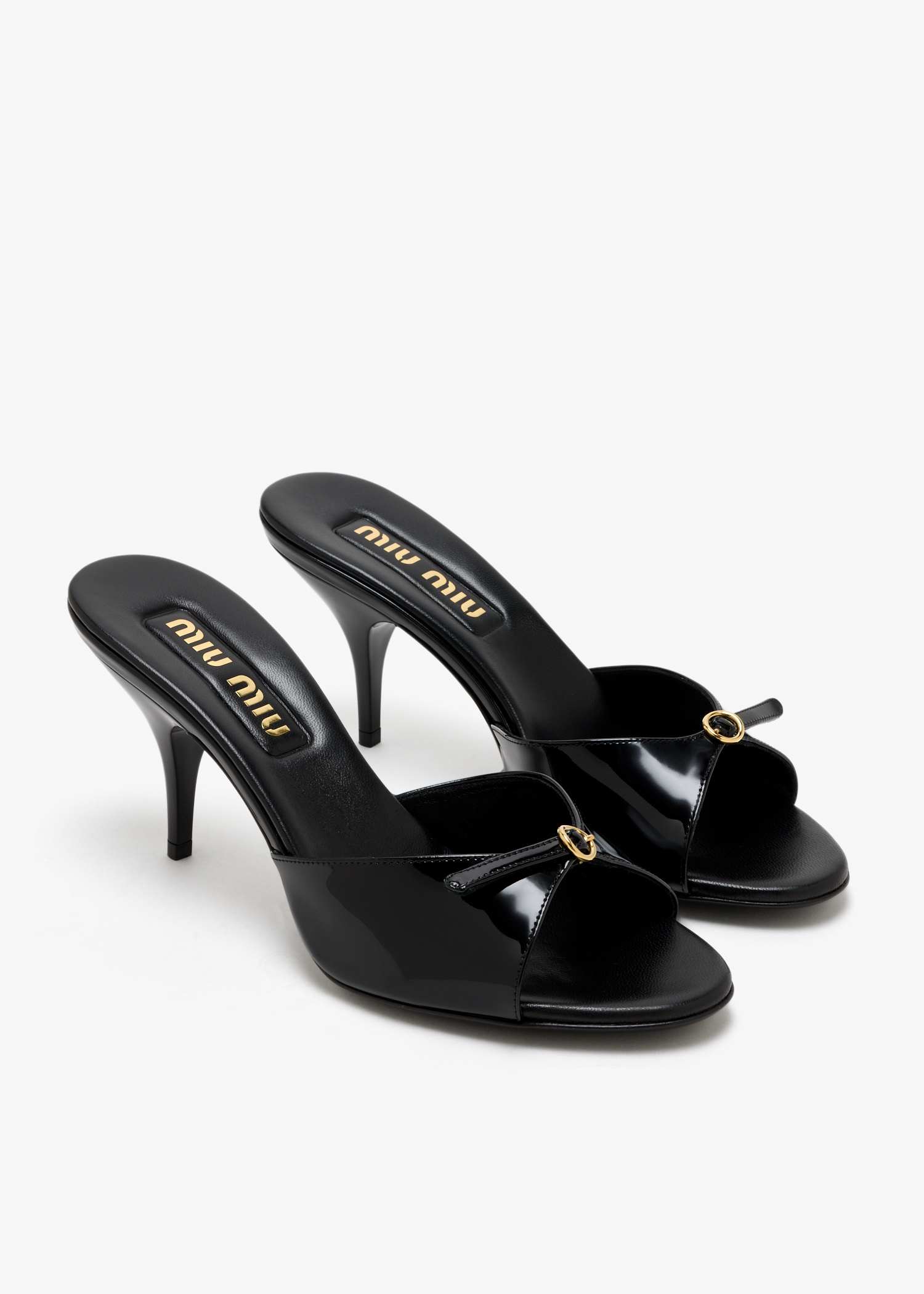 Miu Miu Patent leather buckle mules for Women - Black in UAE