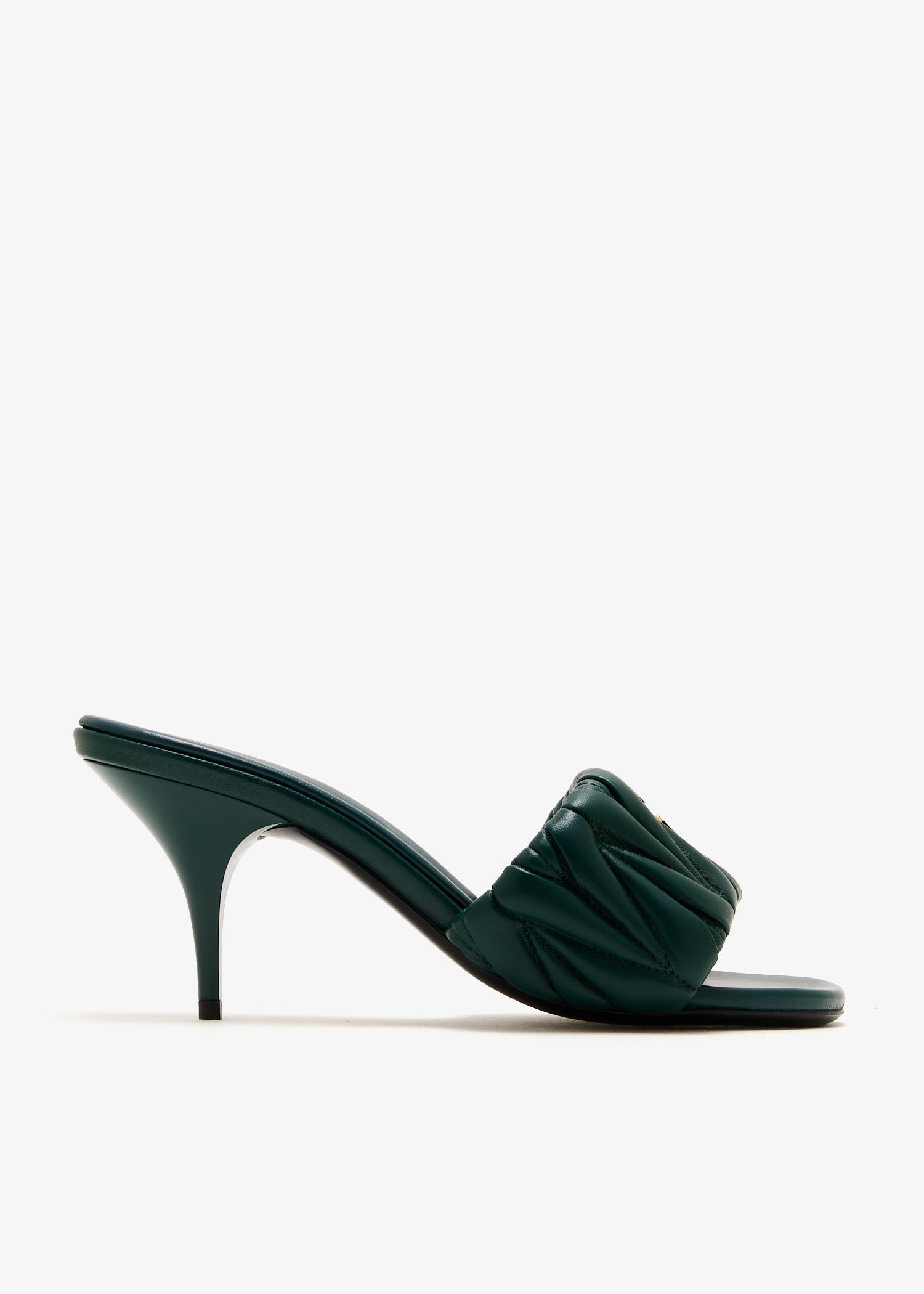Miu Miu Matelassé nappa leather mules for Women - Green in KSA
