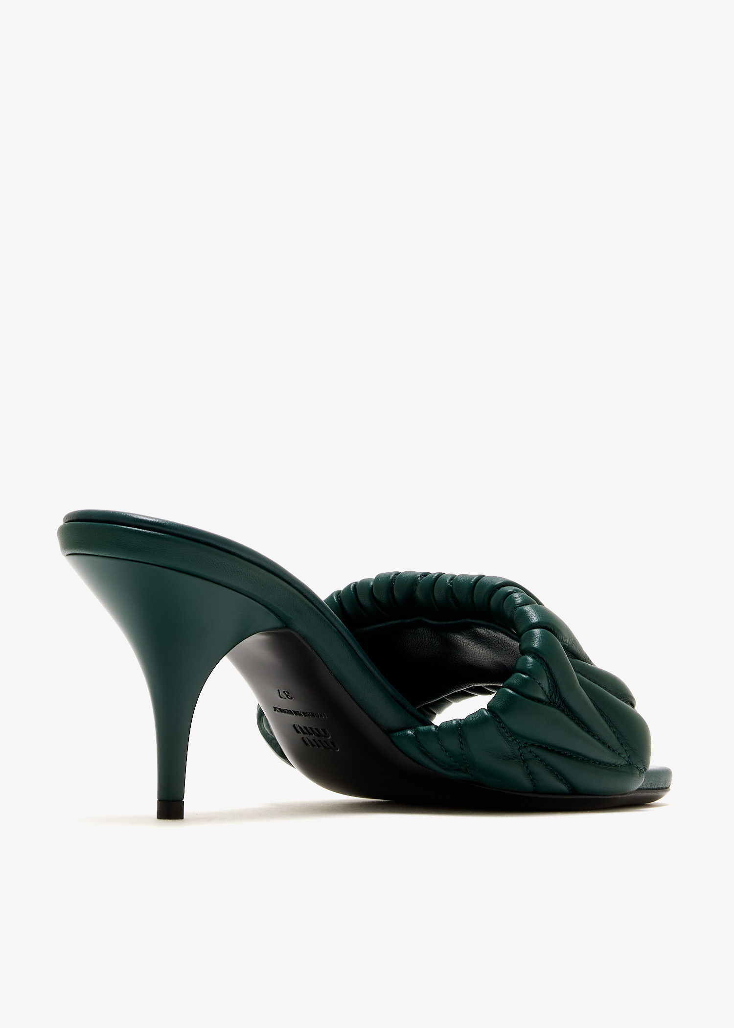 Miu Miu Matelassé nappa leather mules for Women - Green in KSA