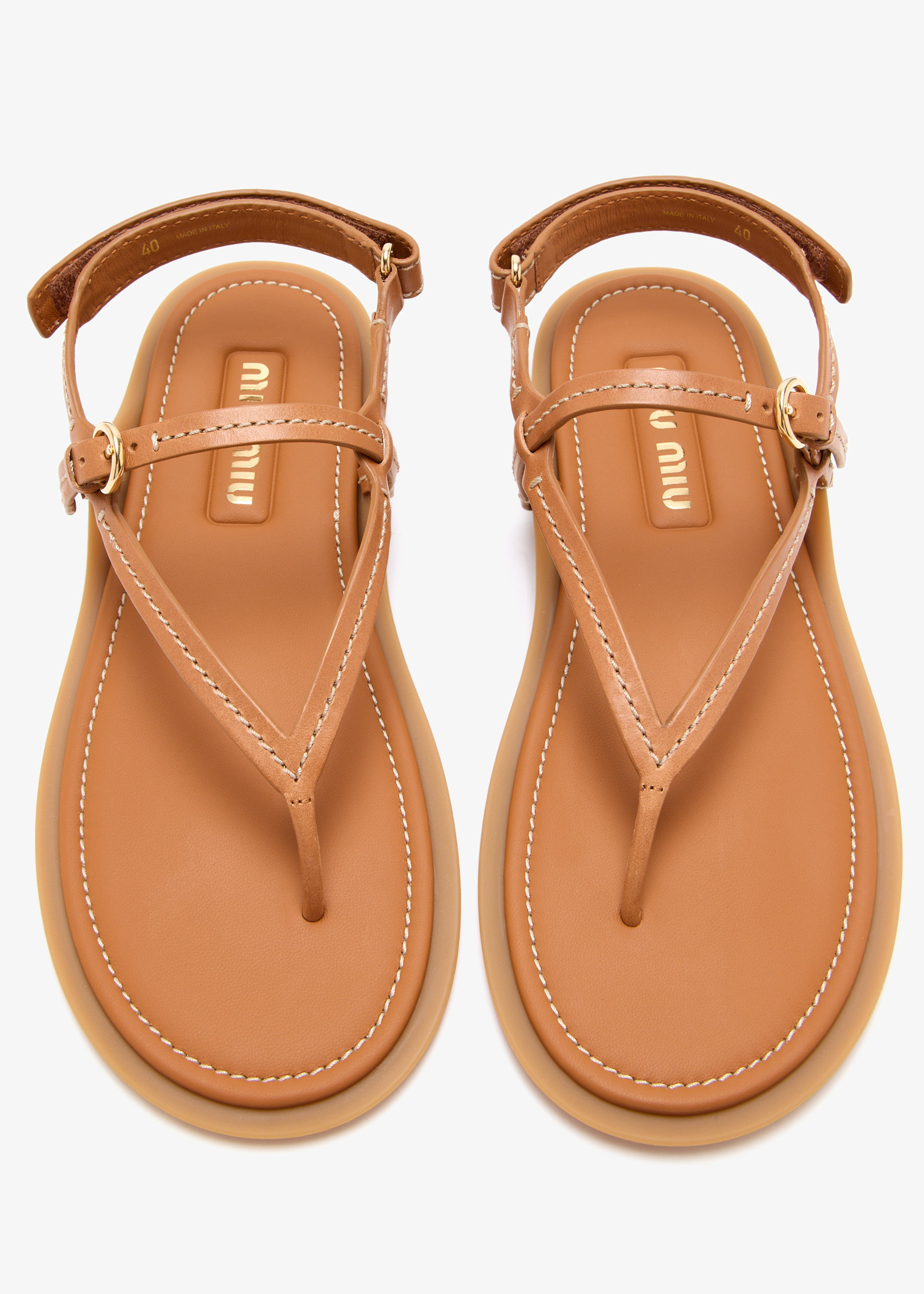 Miu Miu Leather thong sandals for Women - Brown in UAE