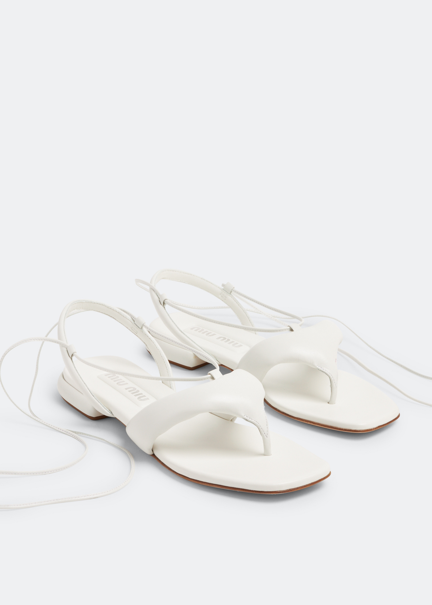 Miu Miu Padded leather thong sandals for Women - White in