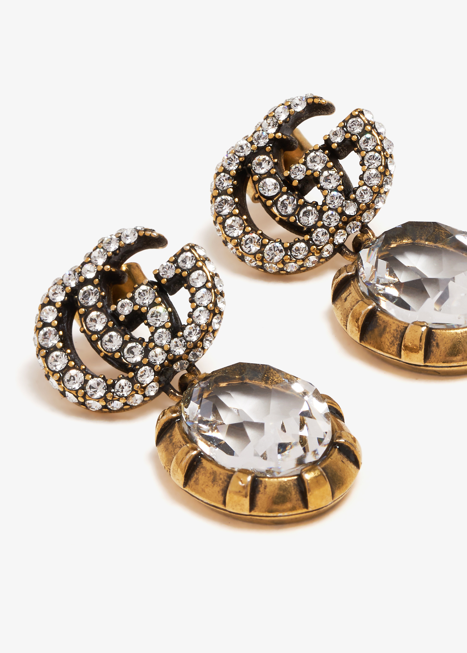 【GUCCI★グッチ】DOUBLE G EARRINGS Gucci Double G Earrings With Black Crystals | eBay