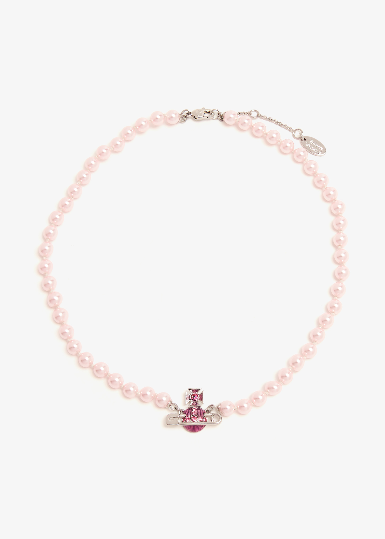 Vivienne Westwood Kitty Pearl Necklace ネックレス Kitty Pearl Necklace in PLATINUM-ROSE-Crystal-ROSE-Enamel