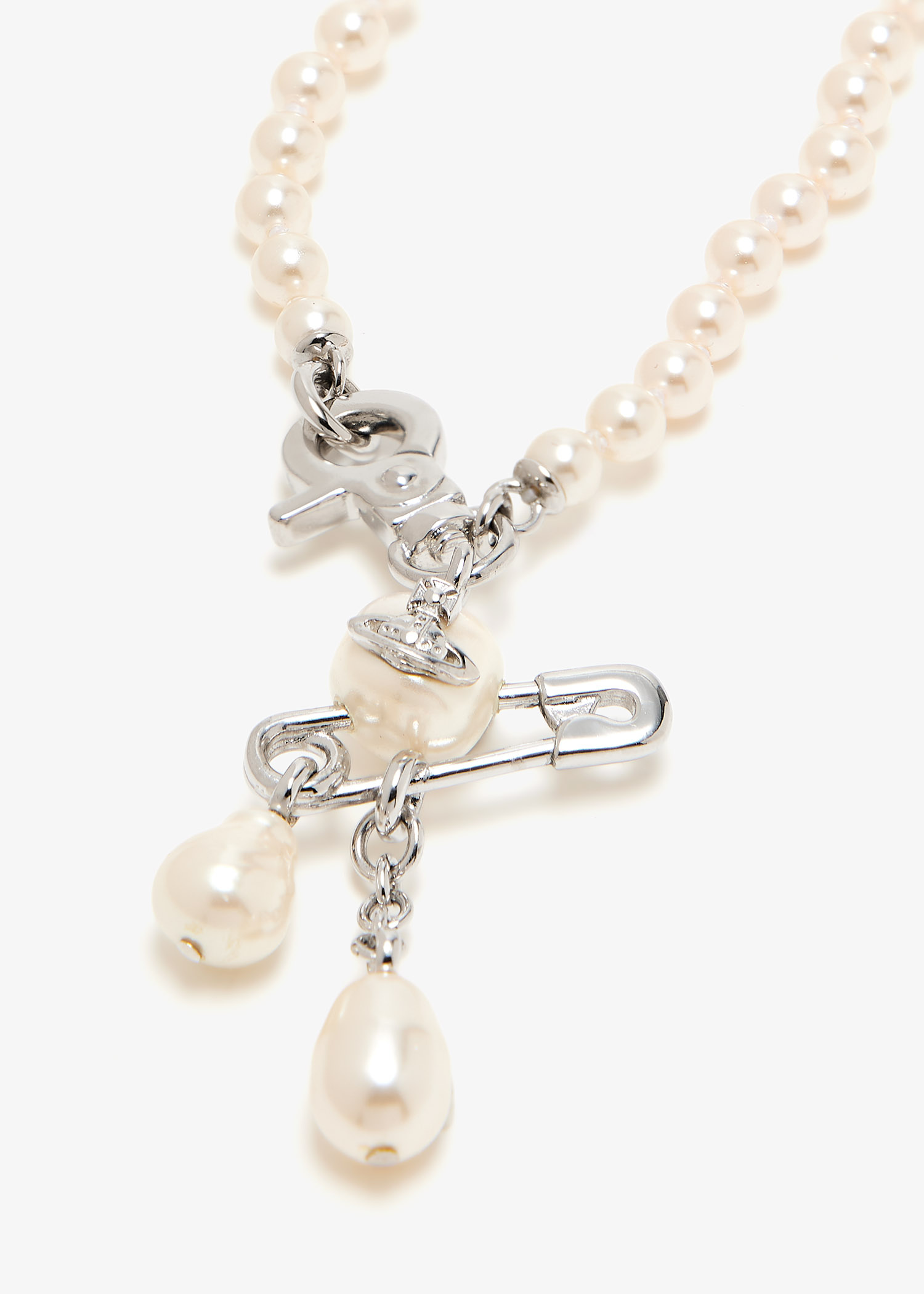 【Vivienne Westwood】Small Claude Pearl ネックレス Claude Small Necklace in PLATINUM-CREAMROSE-Pearl | Vivienne