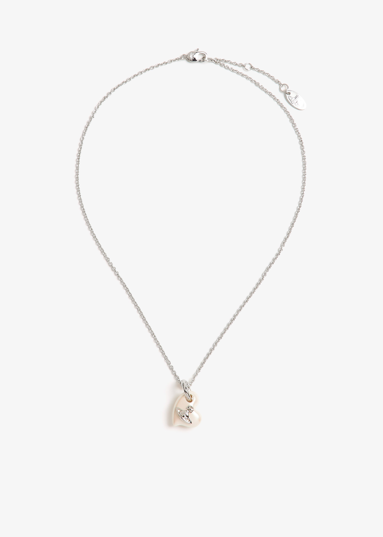 Vivienne Westwood｜ (ELIZA PENDANT (630203FT 02S397)) Man. Eliza Pendant Necklace in RUTHENIUM-GREY-WHITE-MOP